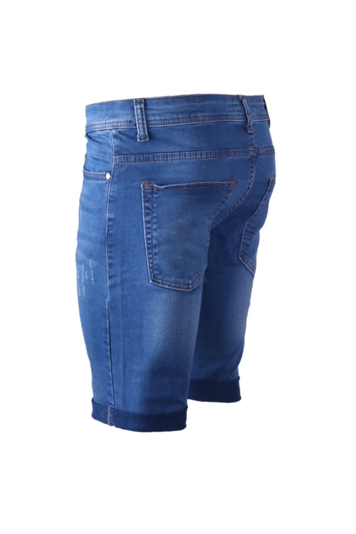 Erkek Denim Şort Lazer Işlemli 83565 Bermuda Kot