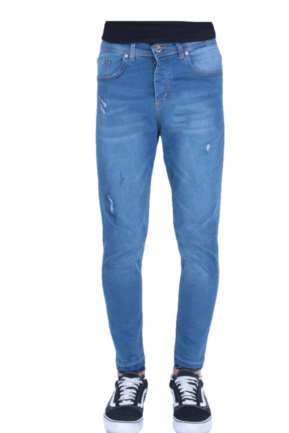 Erkek Denim Spor Giyim Lzrişlmli Mavi