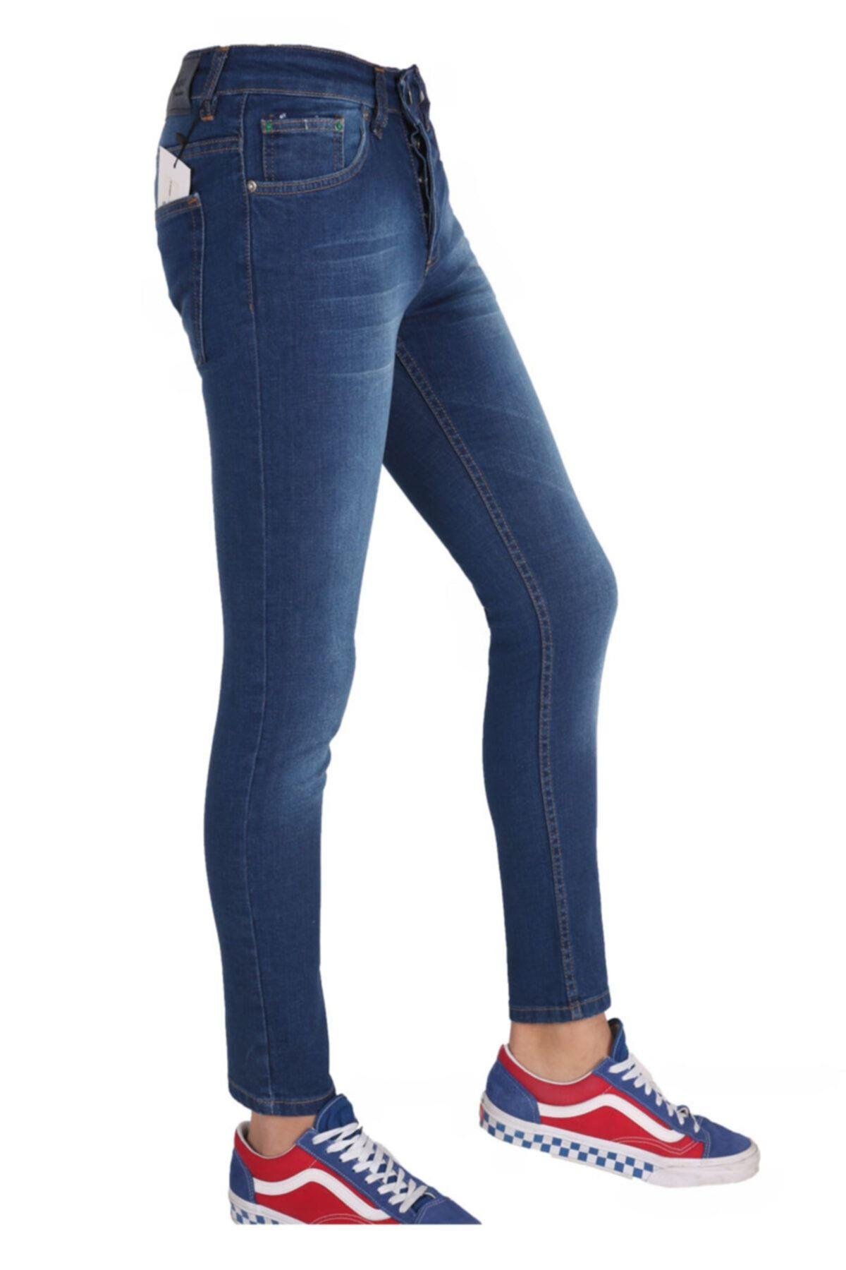 Erkek Denim Spor Giyim Trend Mavi Dar Paça Kot Pantolon