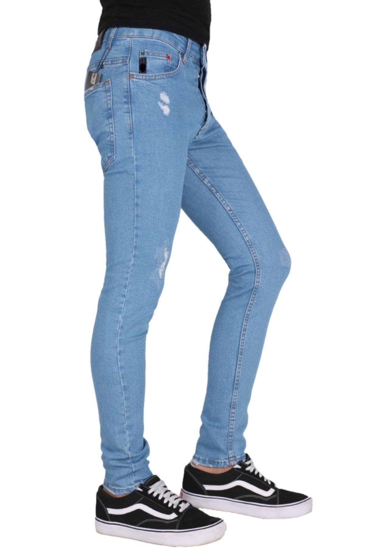 Erkek Denim Tren Giyim Pantolon Açık Mavi
