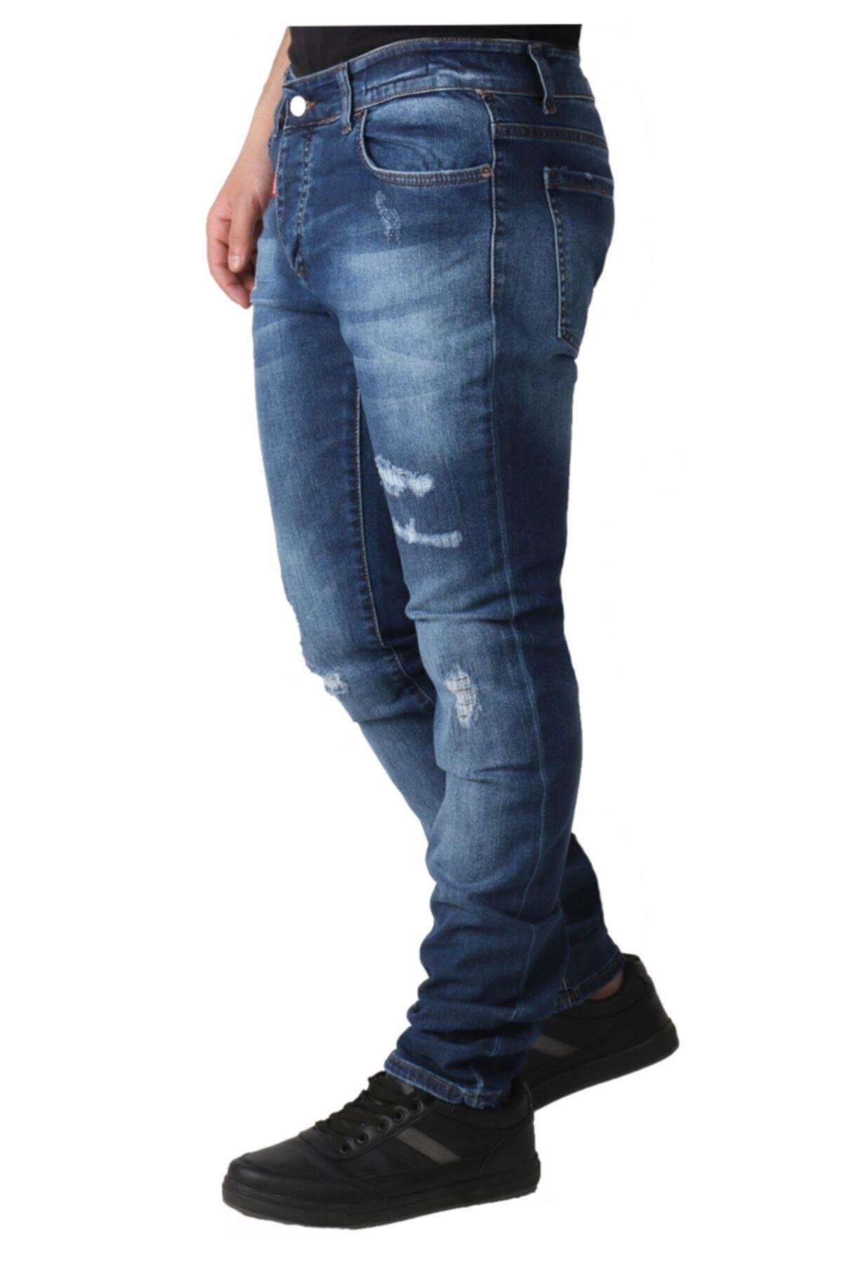 Erkek Denim Trend Giyim Dsg Hld Prç Işlmli Mavi