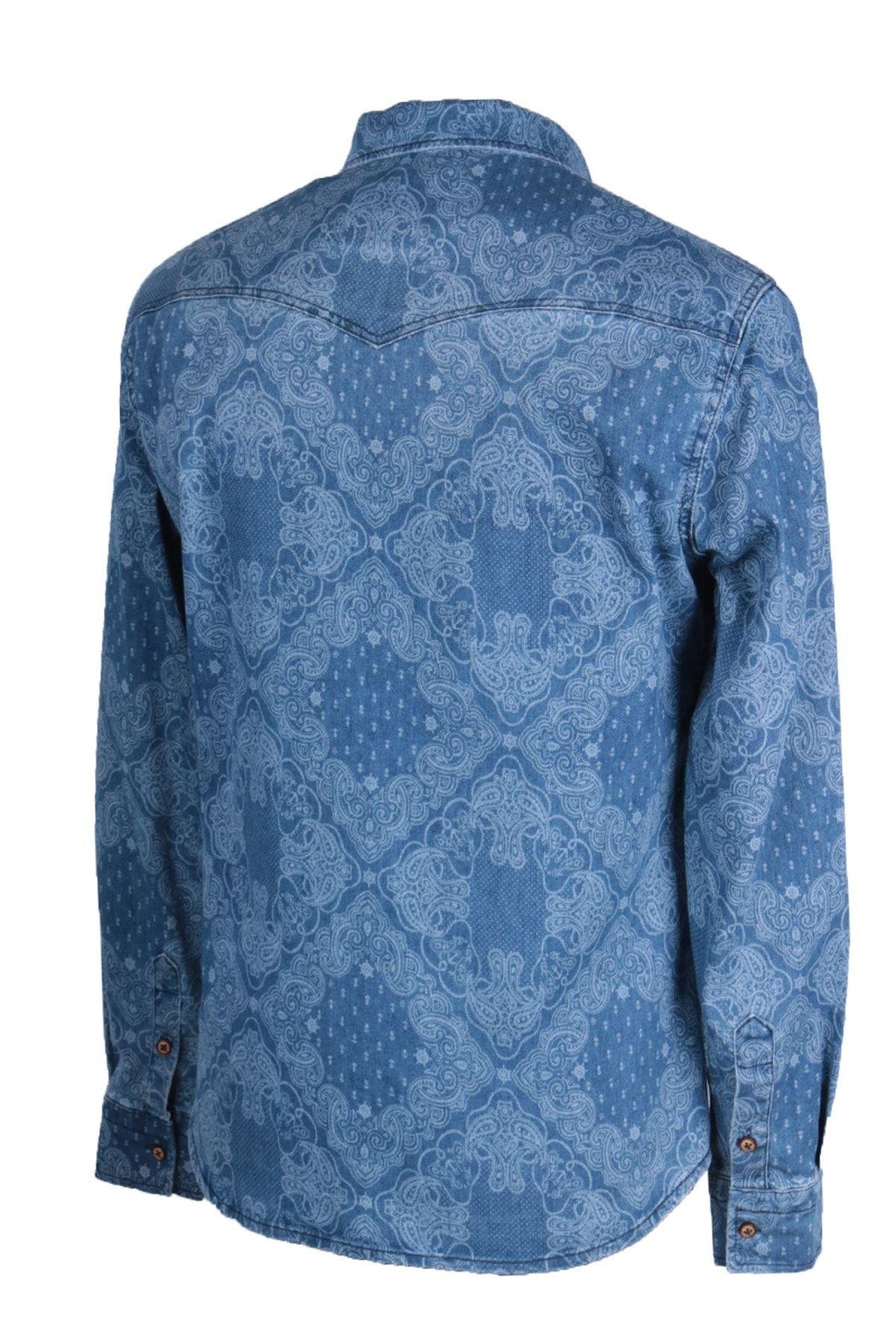 Erkek Gömlek Baskılı Denim
