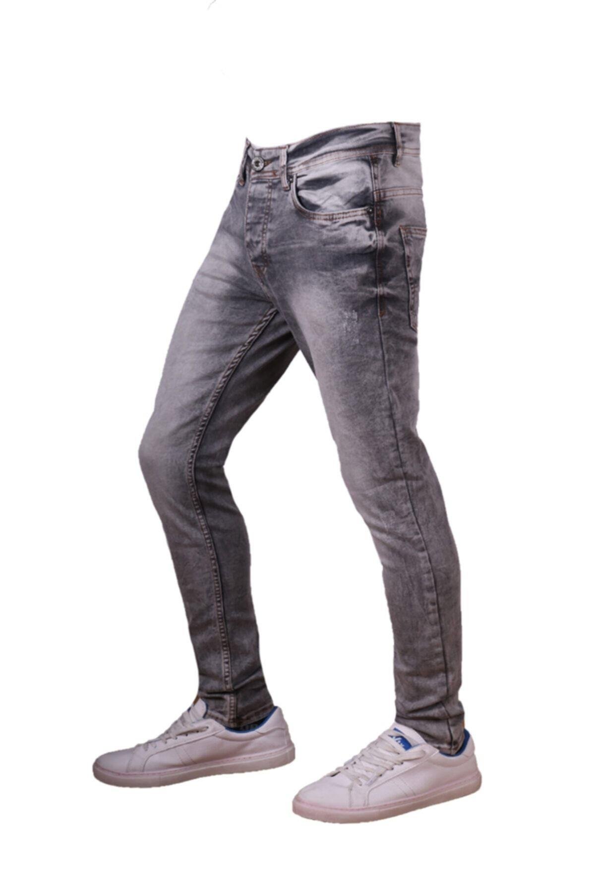 Erkek Gri Denim Pantolon