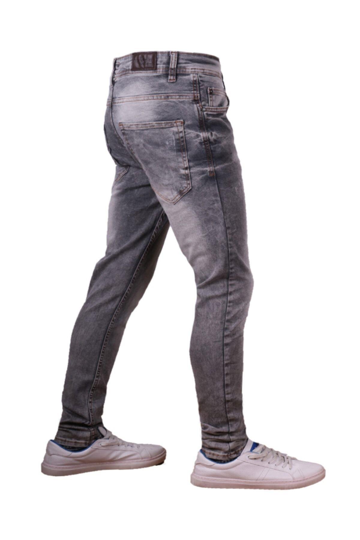Erkek Gri Denim Pantolon