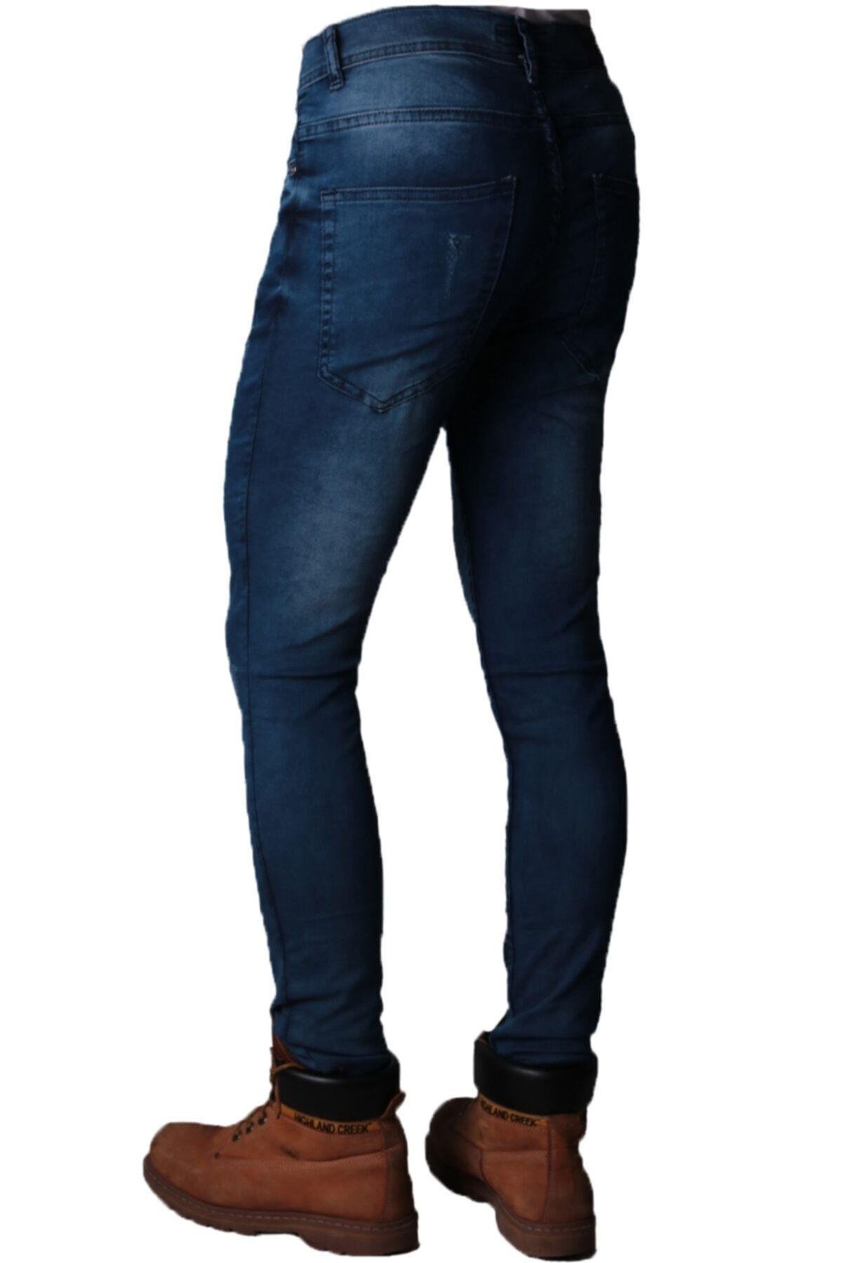 Erkek Likralı Denim - Kot Pantolon Koyu Mavi Jeans