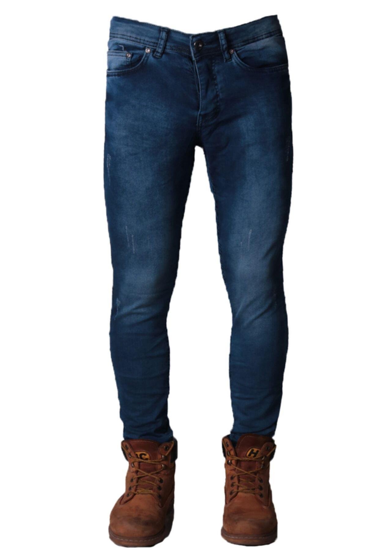 Erkek Likralı Denim - Kot Pantolon Koyu Mavi Jeans