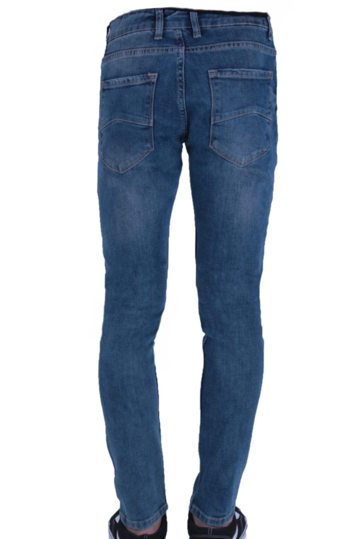 Erkek Mavi Denim Normal Bel Jean
