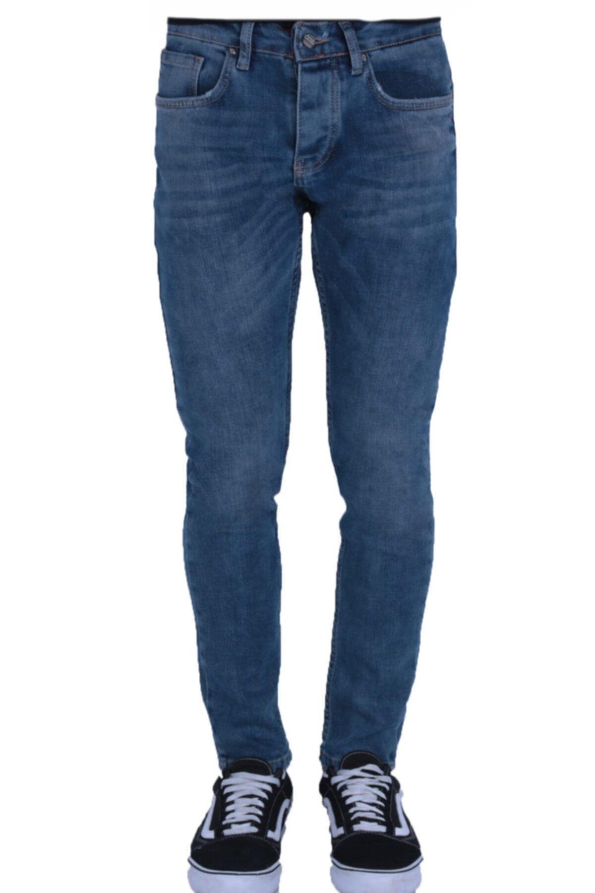 Erkek Mavi Denim Normal Bel Jean