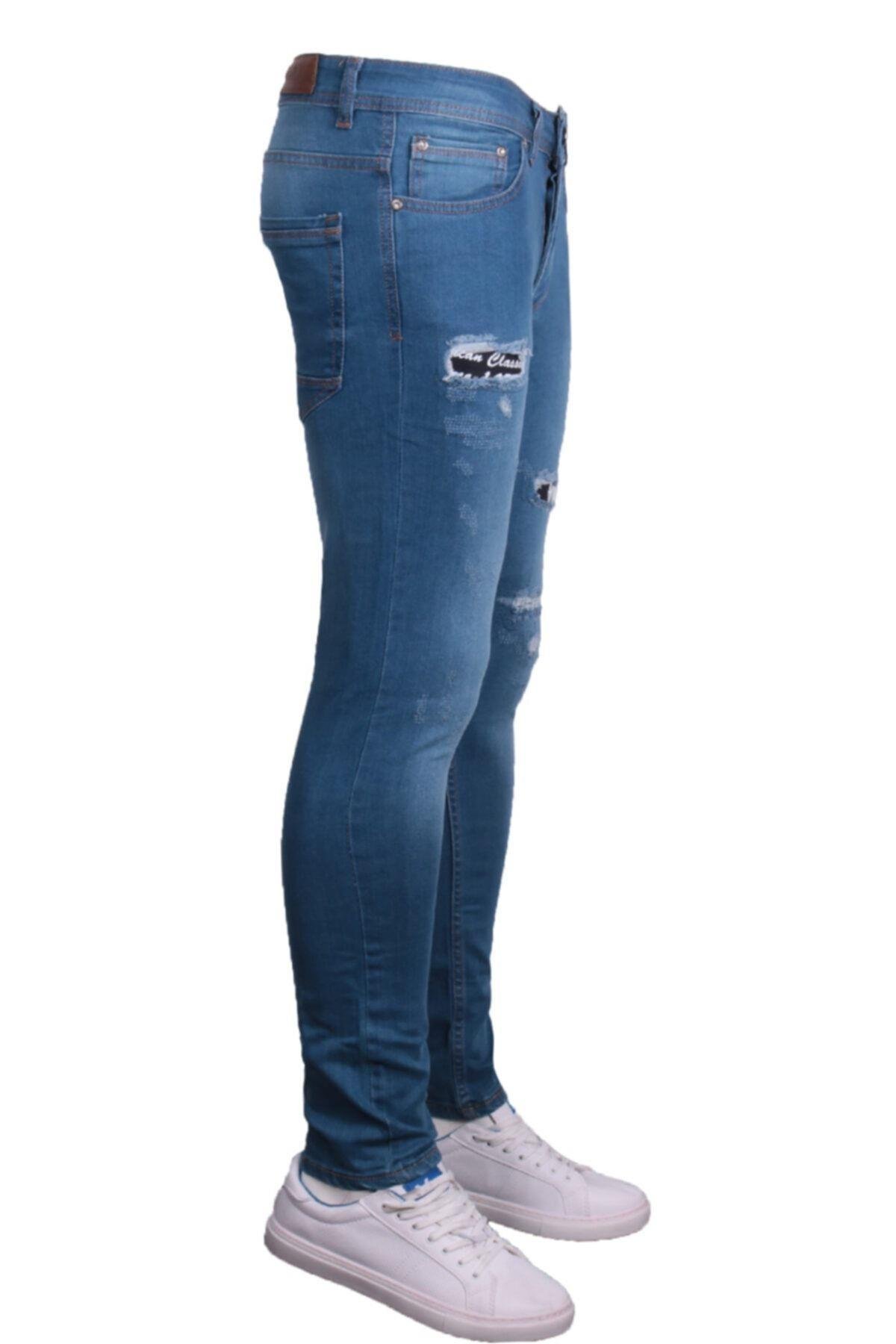 Erkek Mavi Denim Spor Giyim