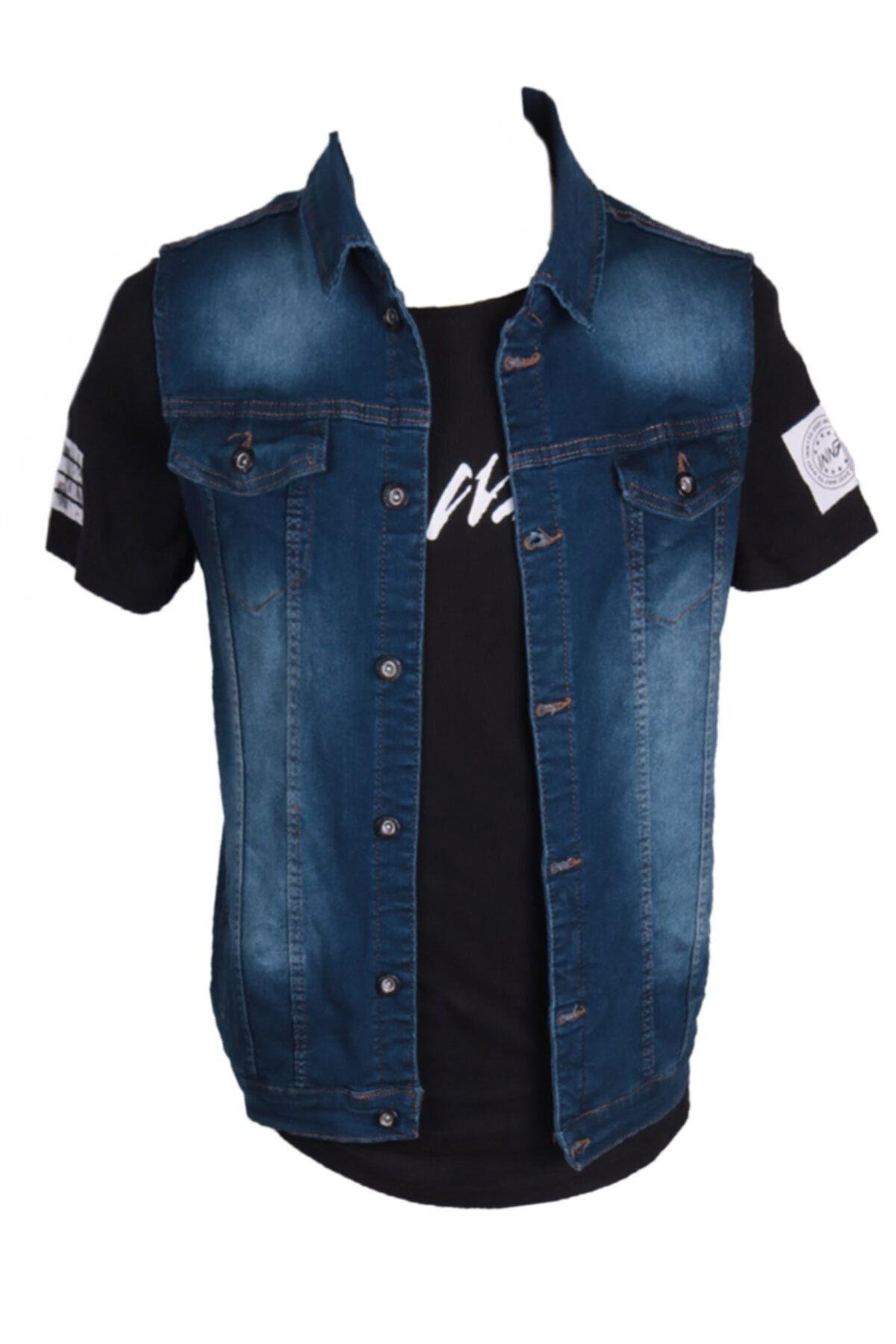 Erkek Mavi Denim Tint Trent Yelek