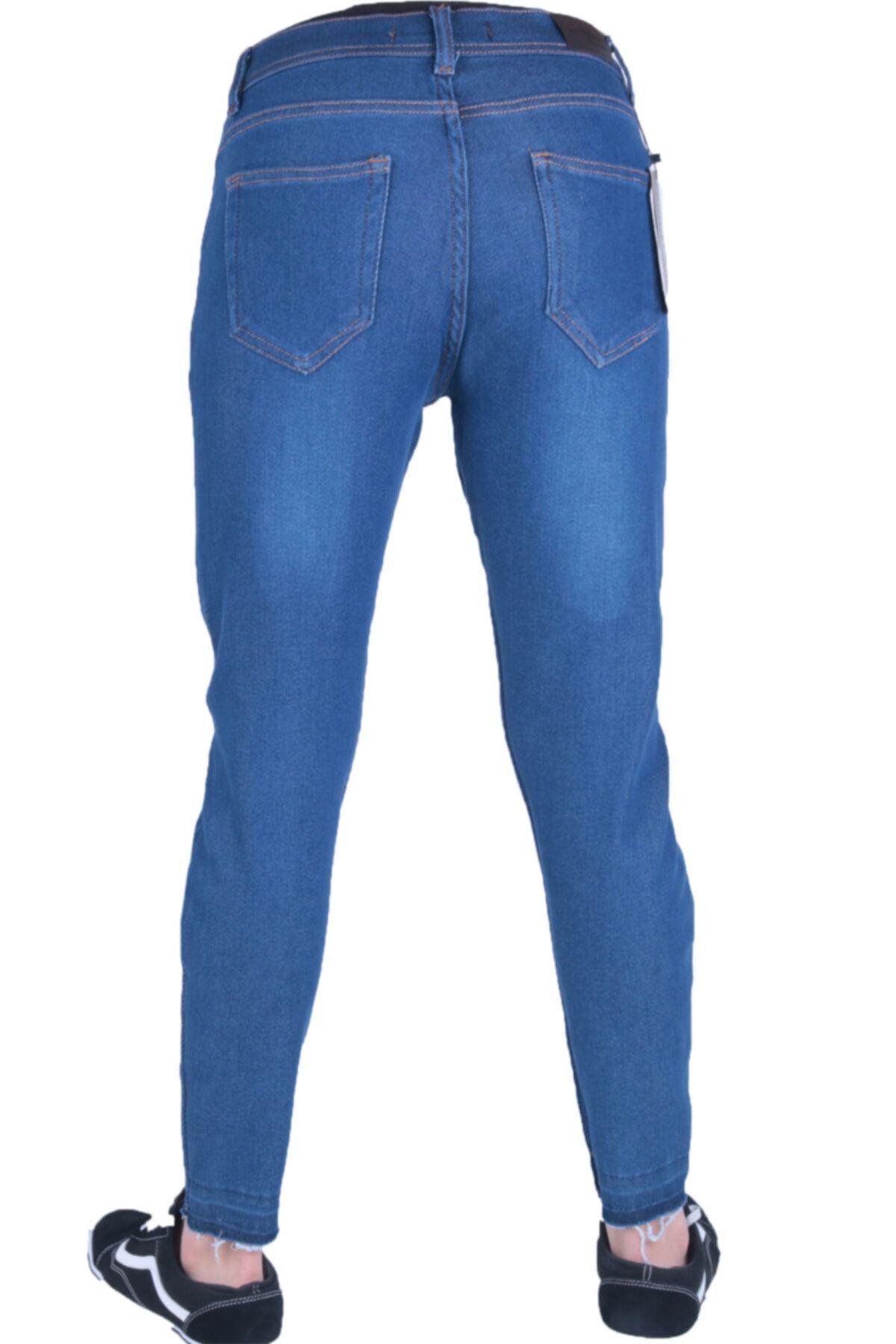 Erkek Örme Denim Trend Giyim Spor Jeans Mavi Örme Kot