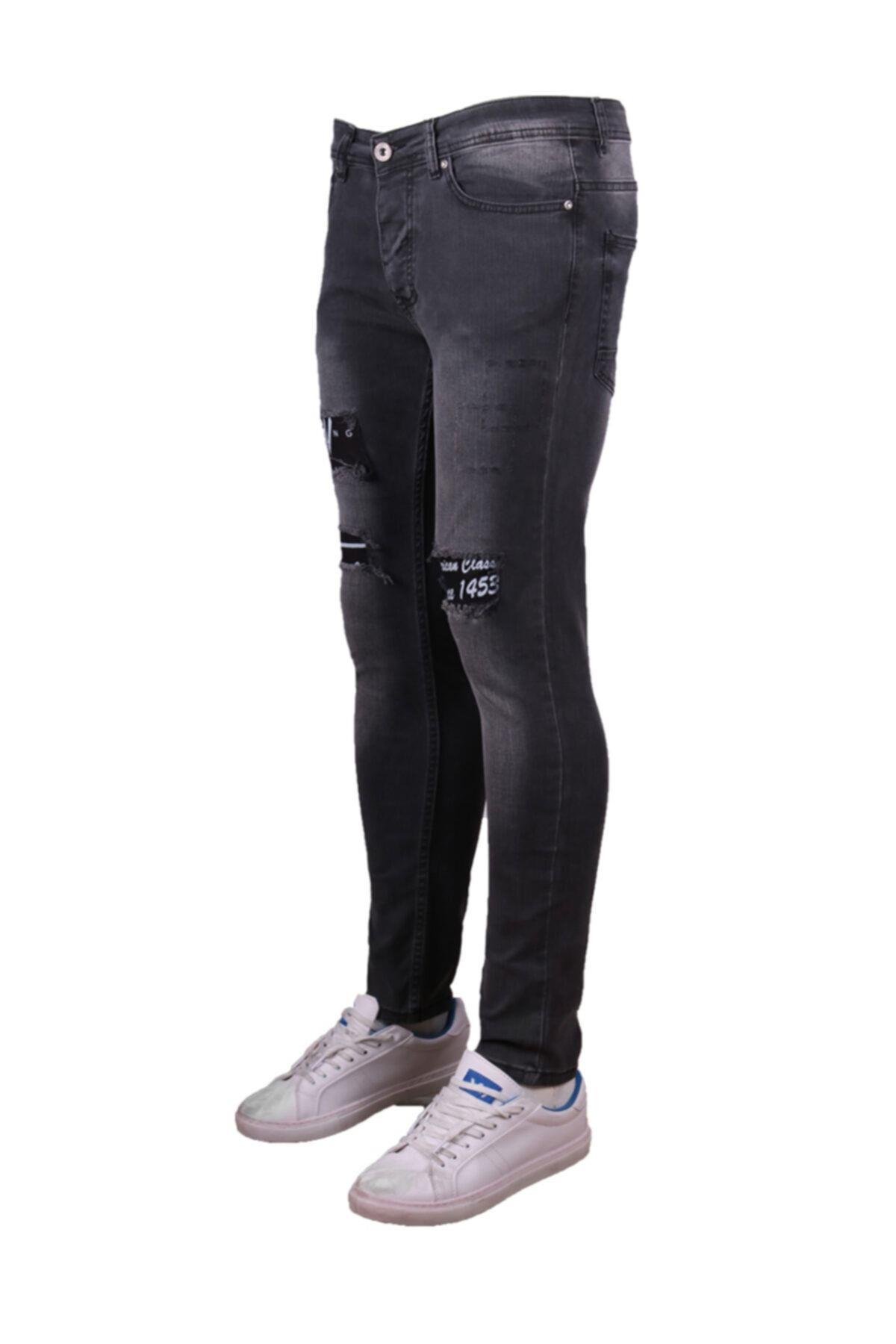 Erkek Penç Lazer Işlemli Füme Pantolon