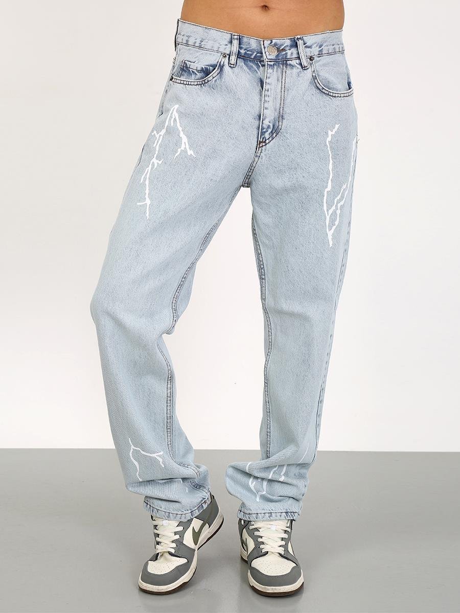 Erkek Şimşek Desenli Baggy Pantolon