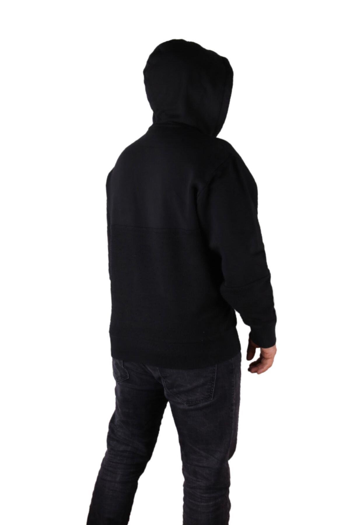 Erkek Siyah Kanguru Cep Sweatshirt