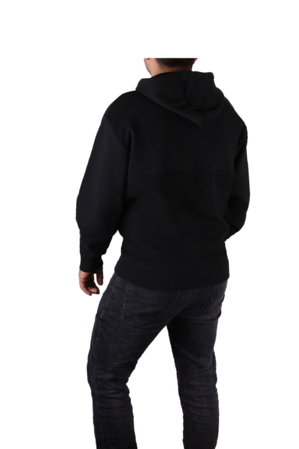 Erkek Siyah Kanguru Cep Sweatshirt
