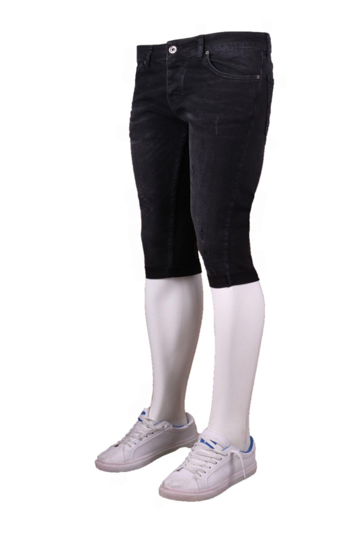 Erkek Şort Şpor Giyim Denim Siyah