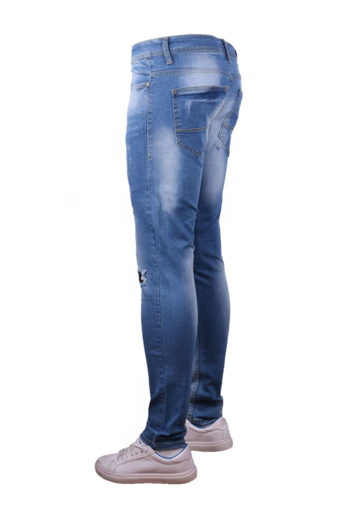 Erkek Trend Giyim Perç Işlemli Mavi