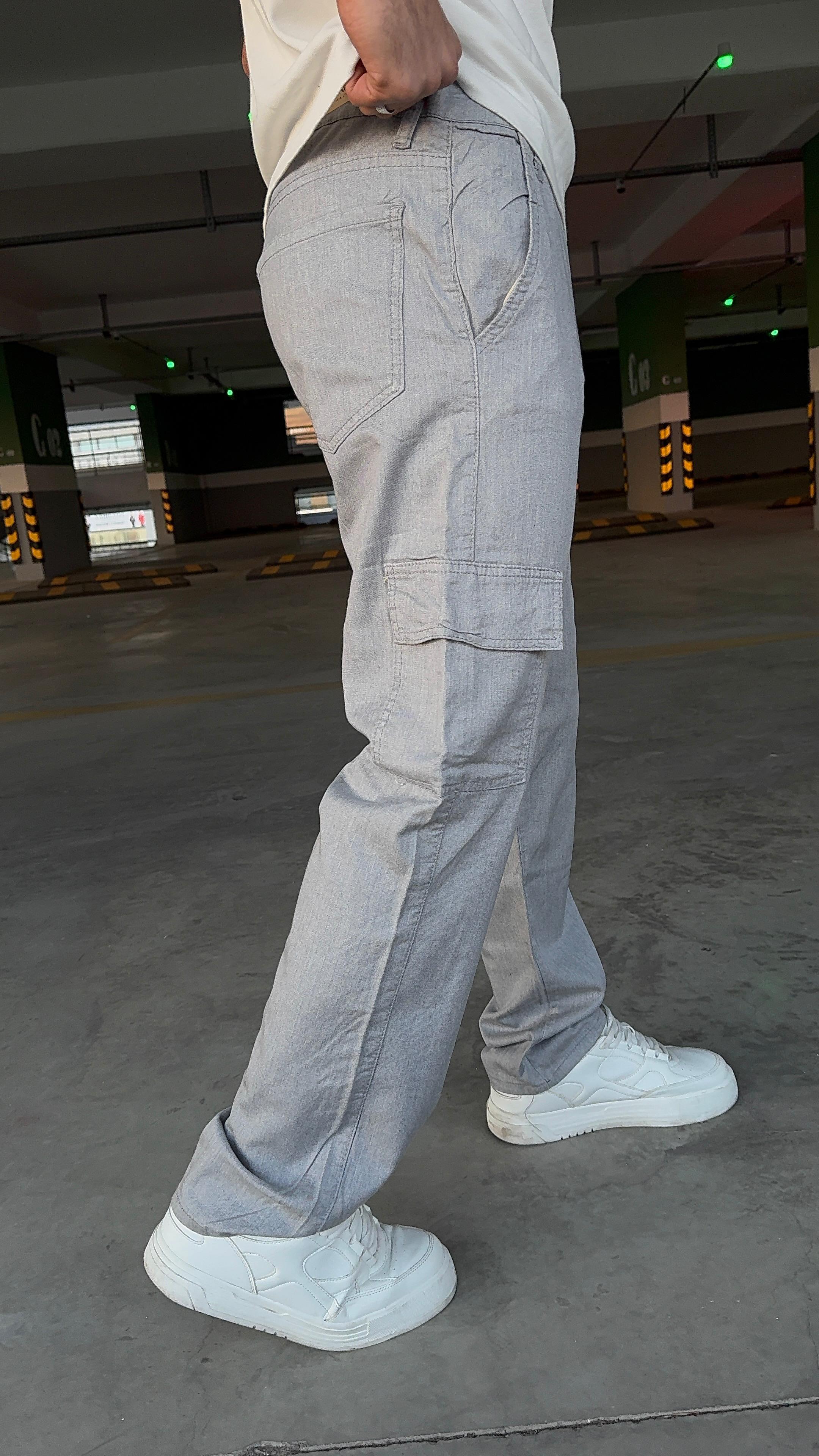 Erkek Viscon Gri Baggy Pantolon