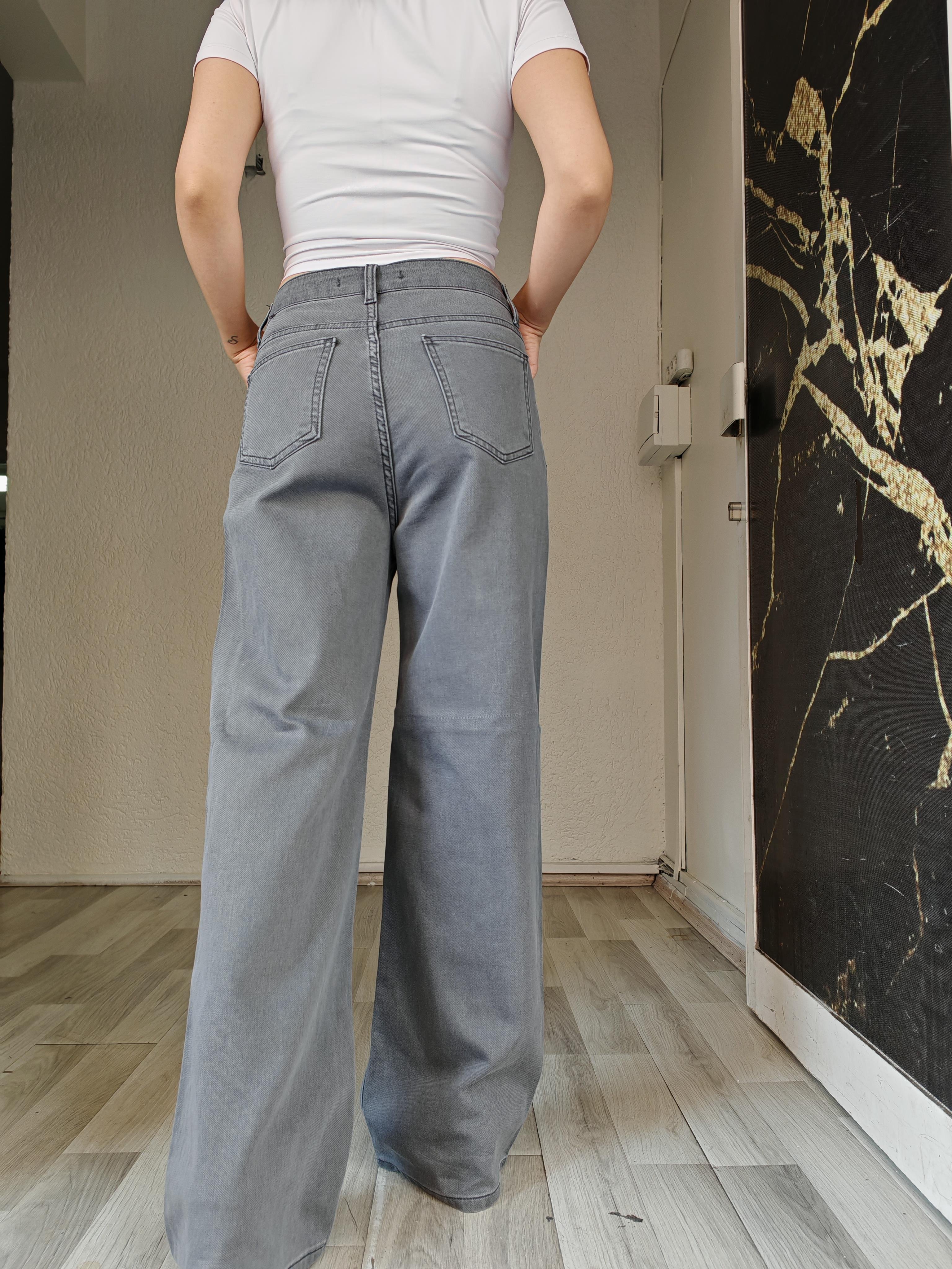 gri palazzo kadın jean pantolon