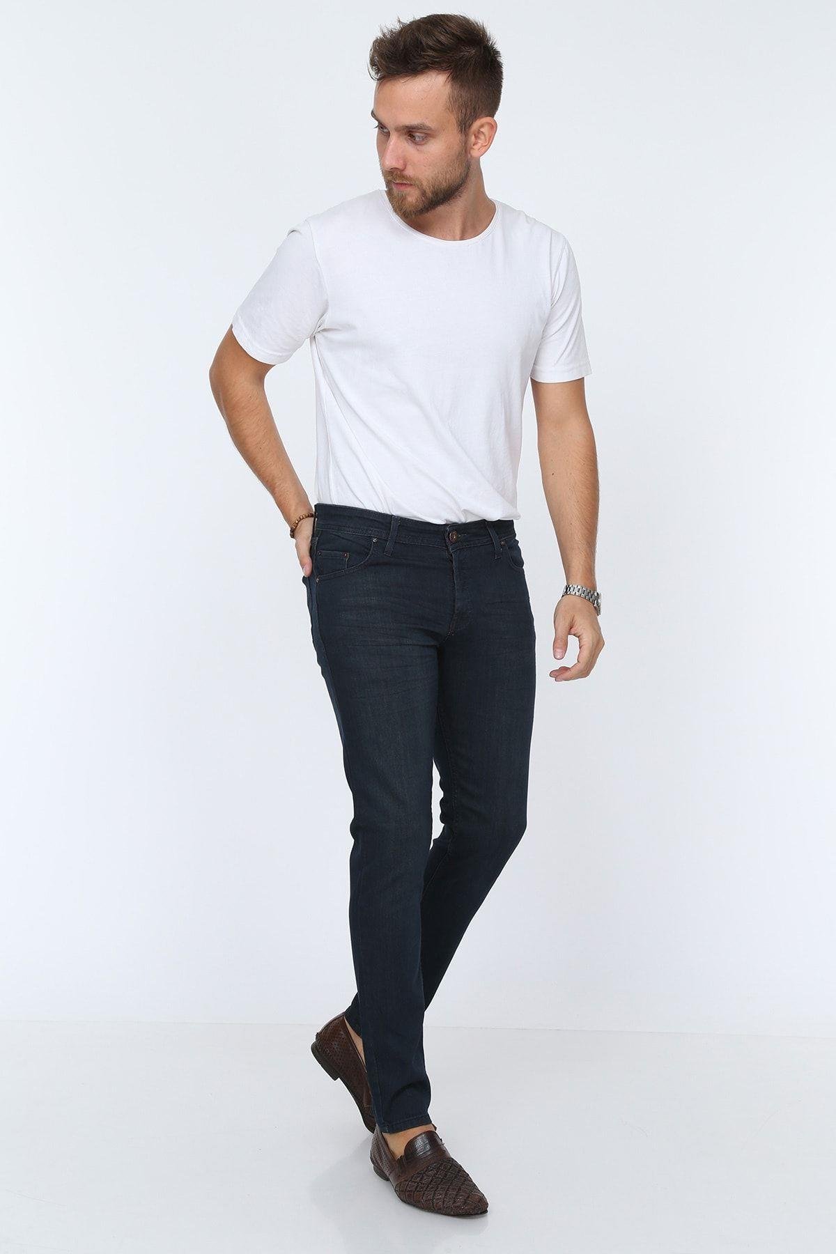 Jeans Dar Kesim Slim fit Erkek Kot Pantolon Lacivert