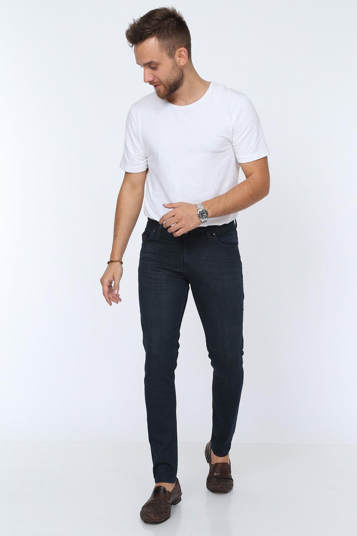Jeans Dar Kesim Slim fit Erkek Kot Pantolon Lacivert