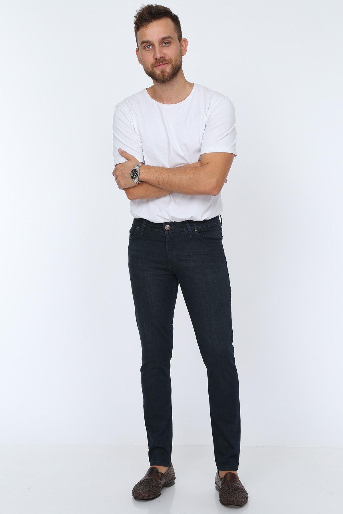 Jeans Dar Kesim Slim fit Erkek Kot Pantolon Lacivert
