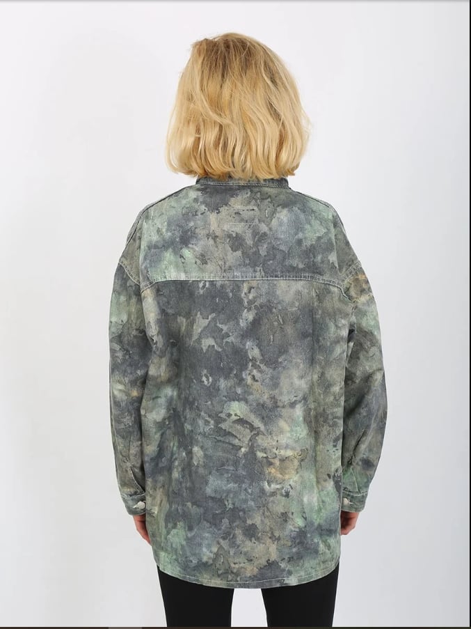 Kadın Oversize Desenli Kot Ceket