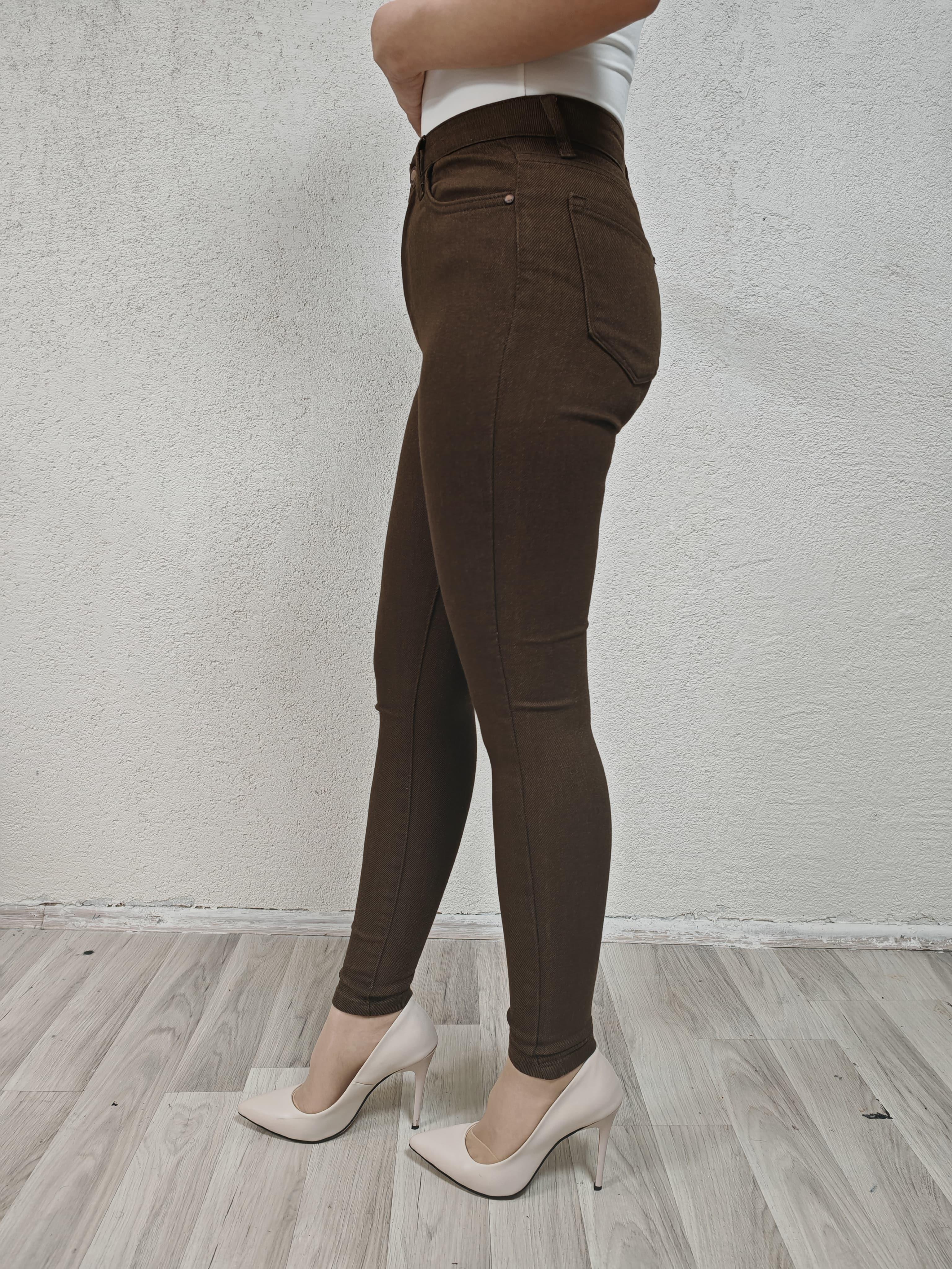 Kahverengi  Slim Fit bayan jeans