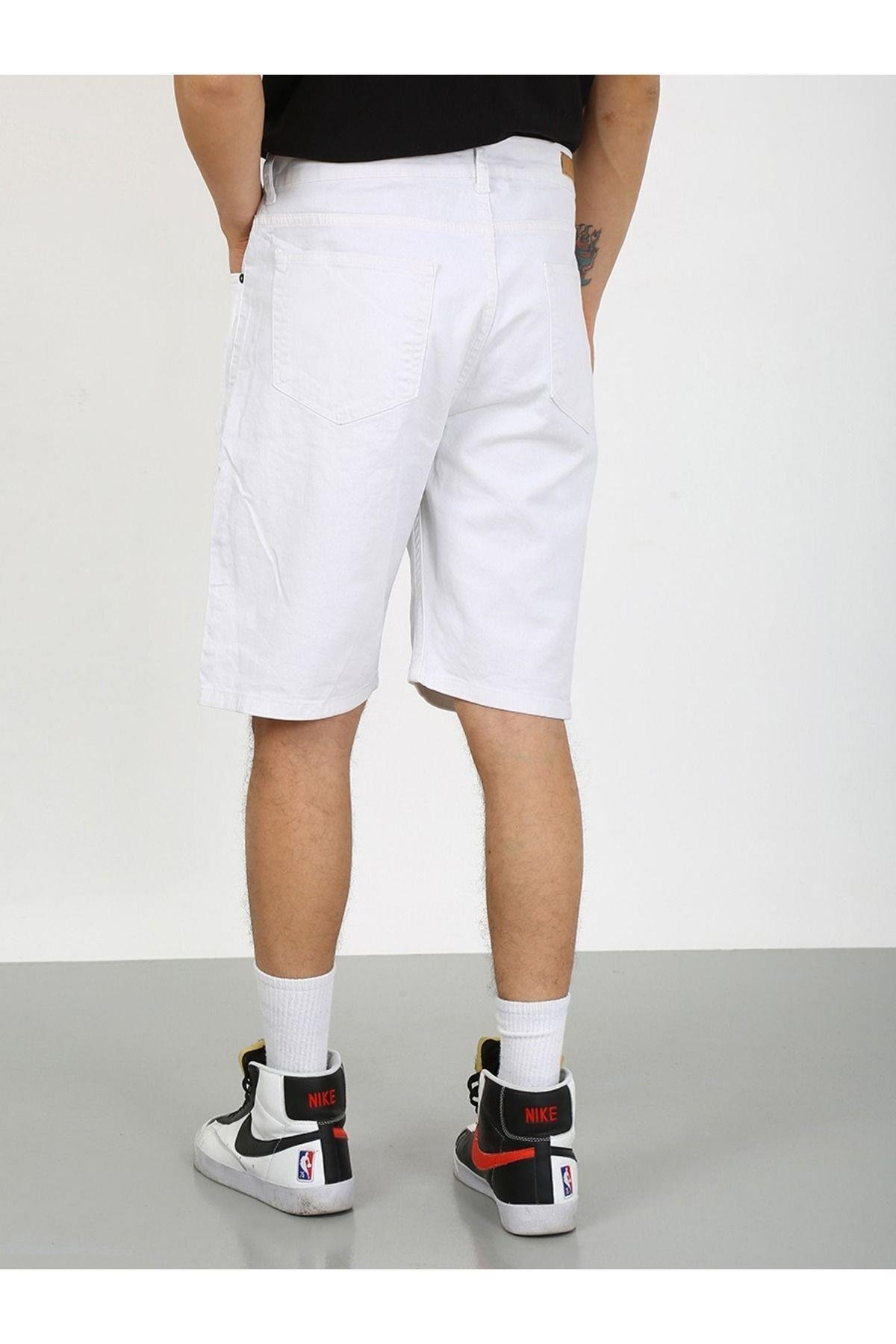 Kaizer Denim Erkek Beyaz Baggy Şort