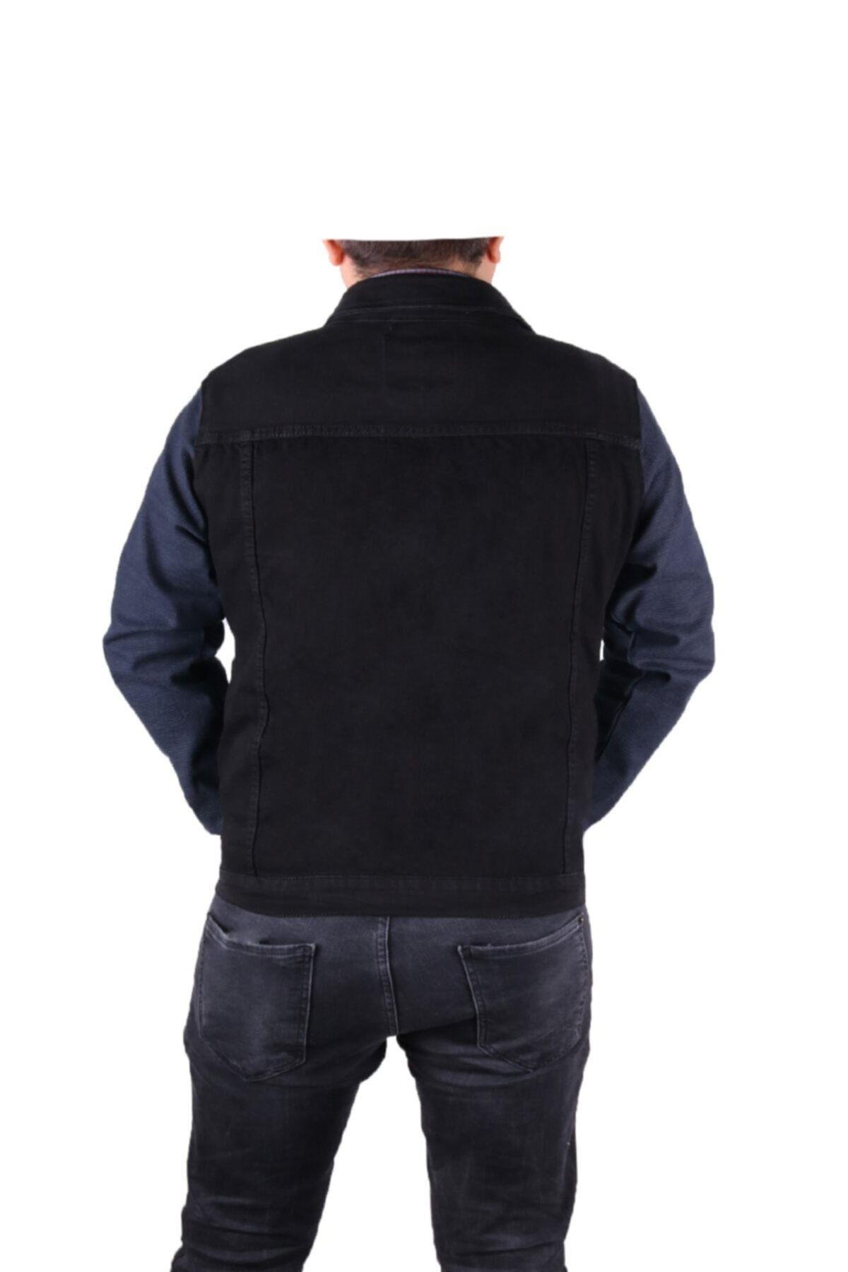 Kot Ceket Garni Kol Denim Mont Siyah