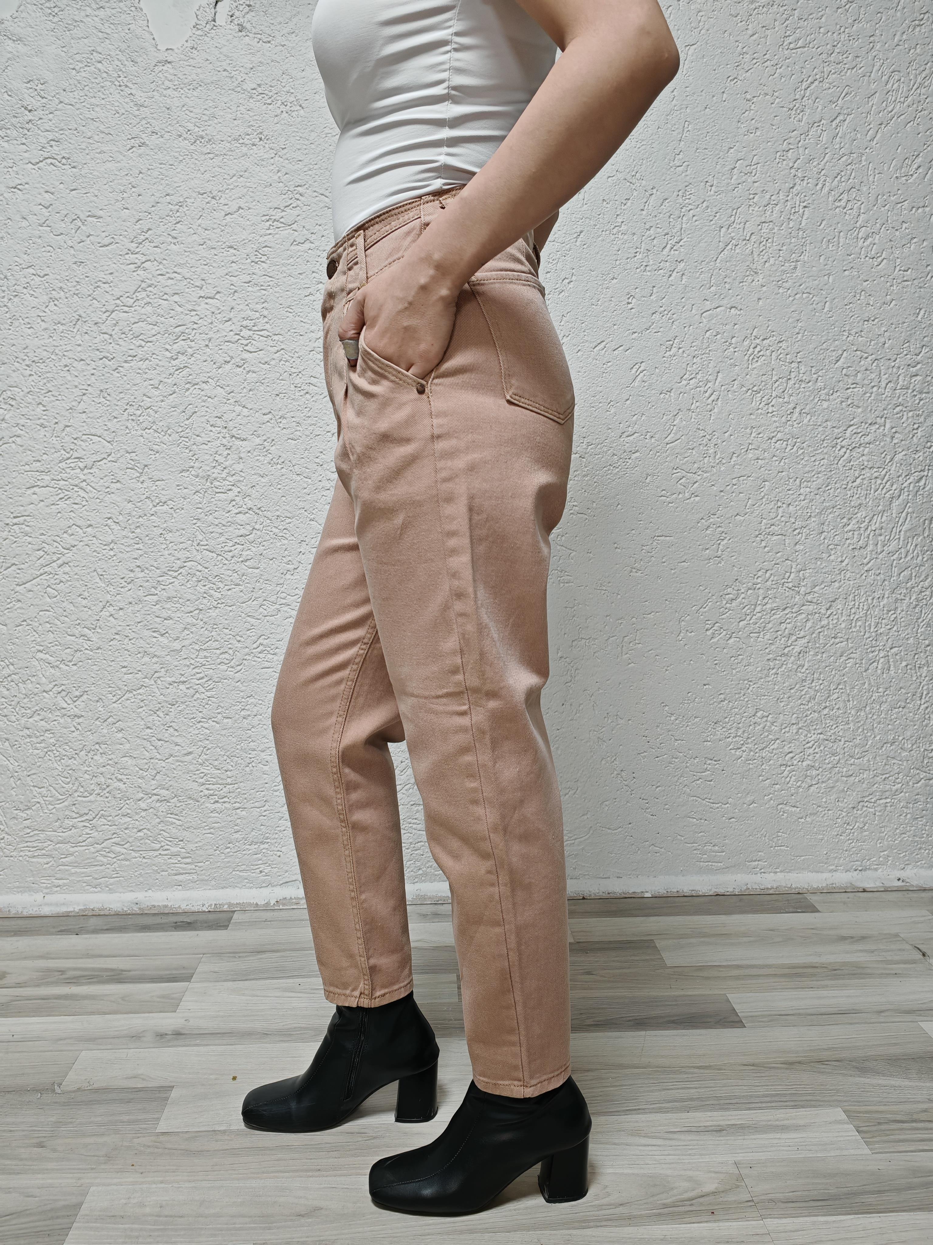 krem mom jeans kadın pantolon