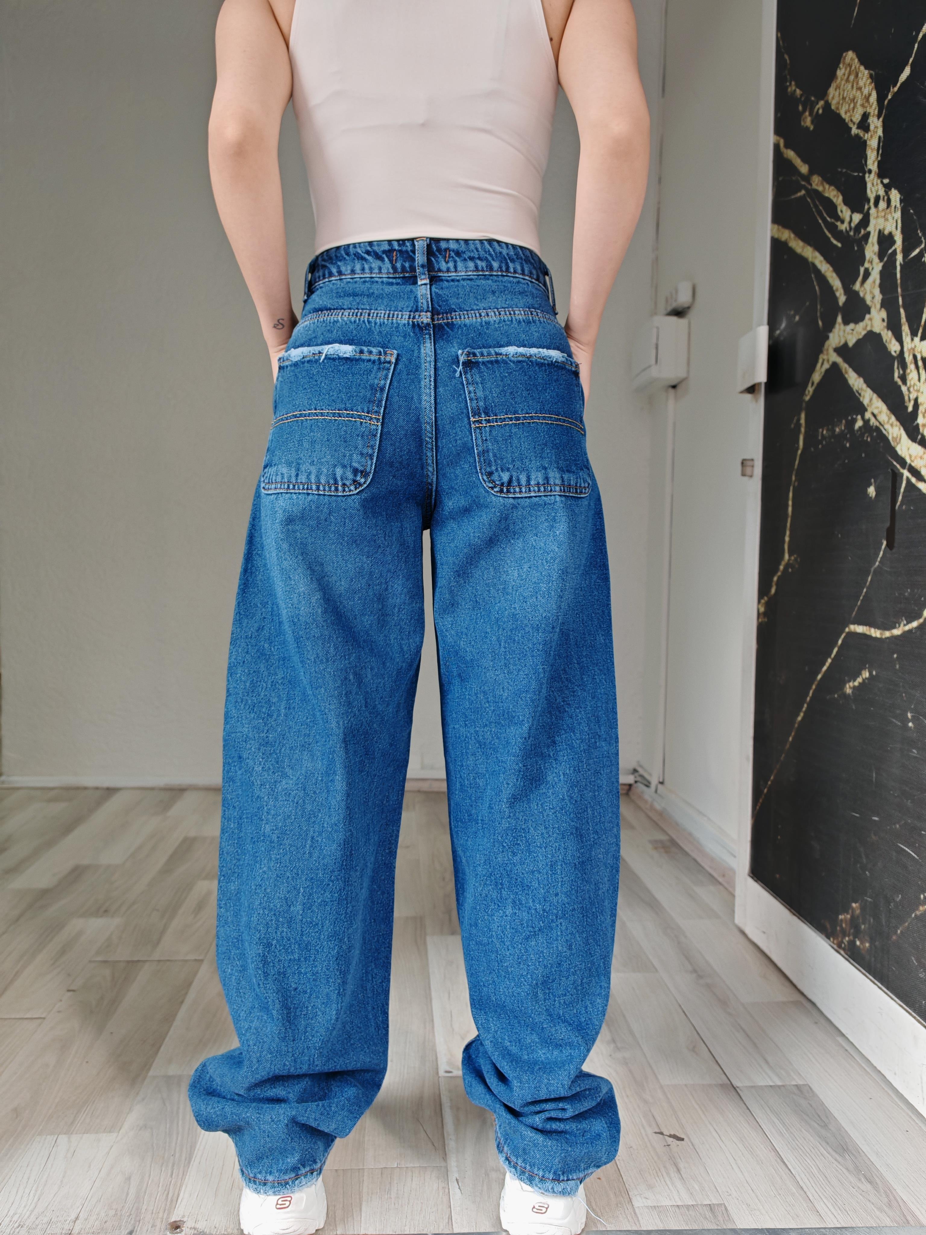 palazzo basic lacivert kadın jean