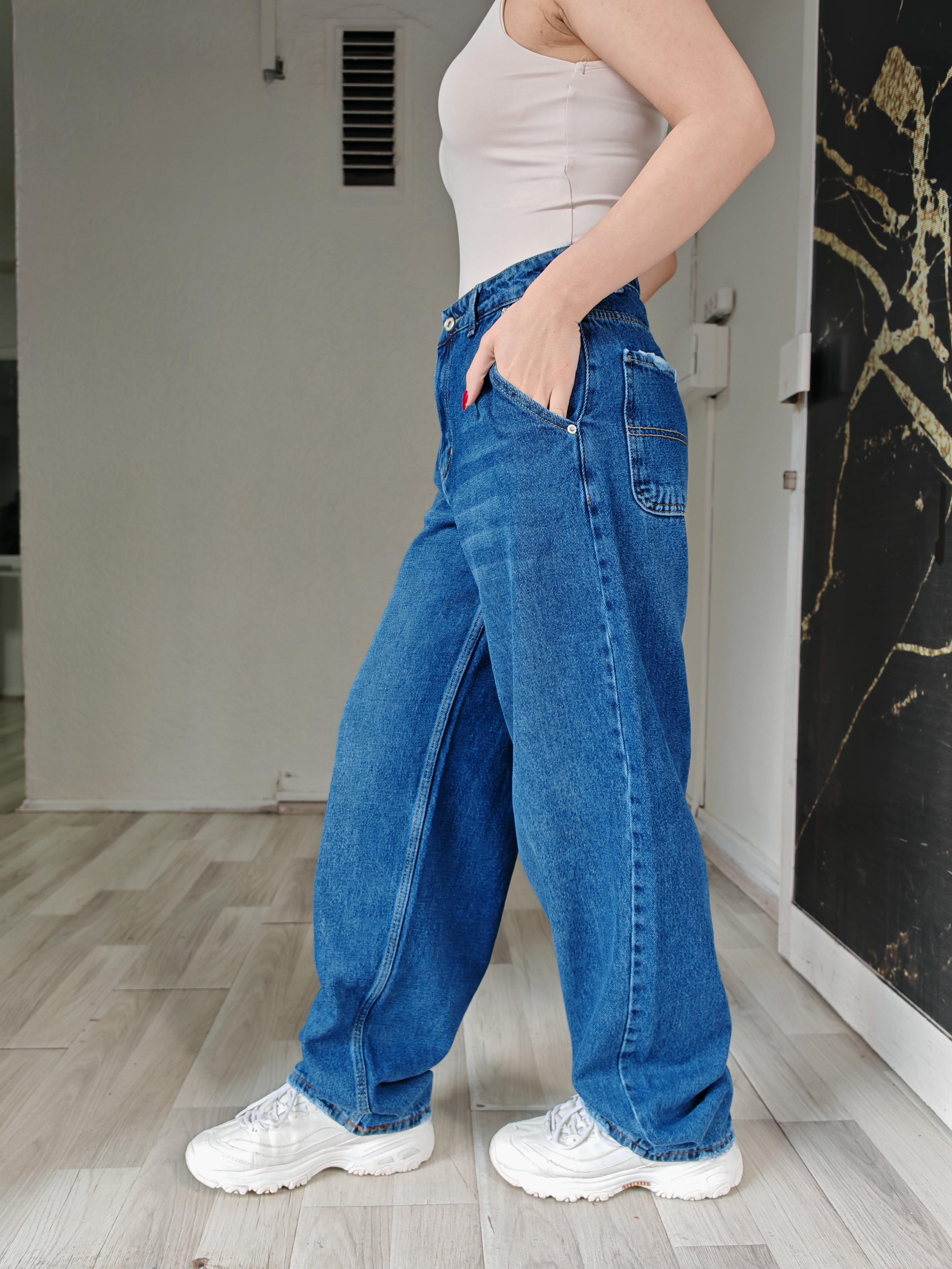 palazzo basic lacivert kadın jean