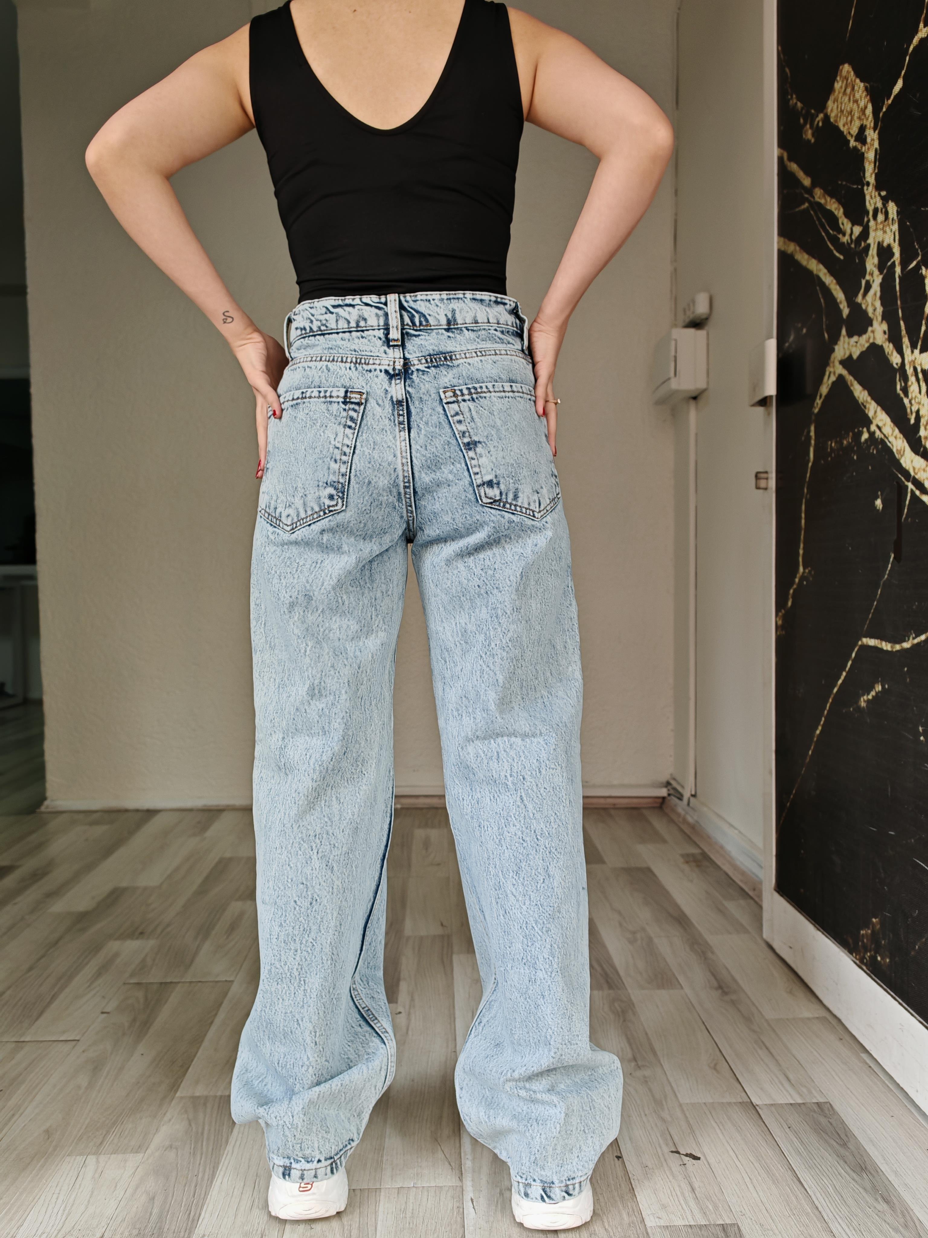 PALAZZO BUZ MAVİ TAŞLAMA MODEL PANTOLON