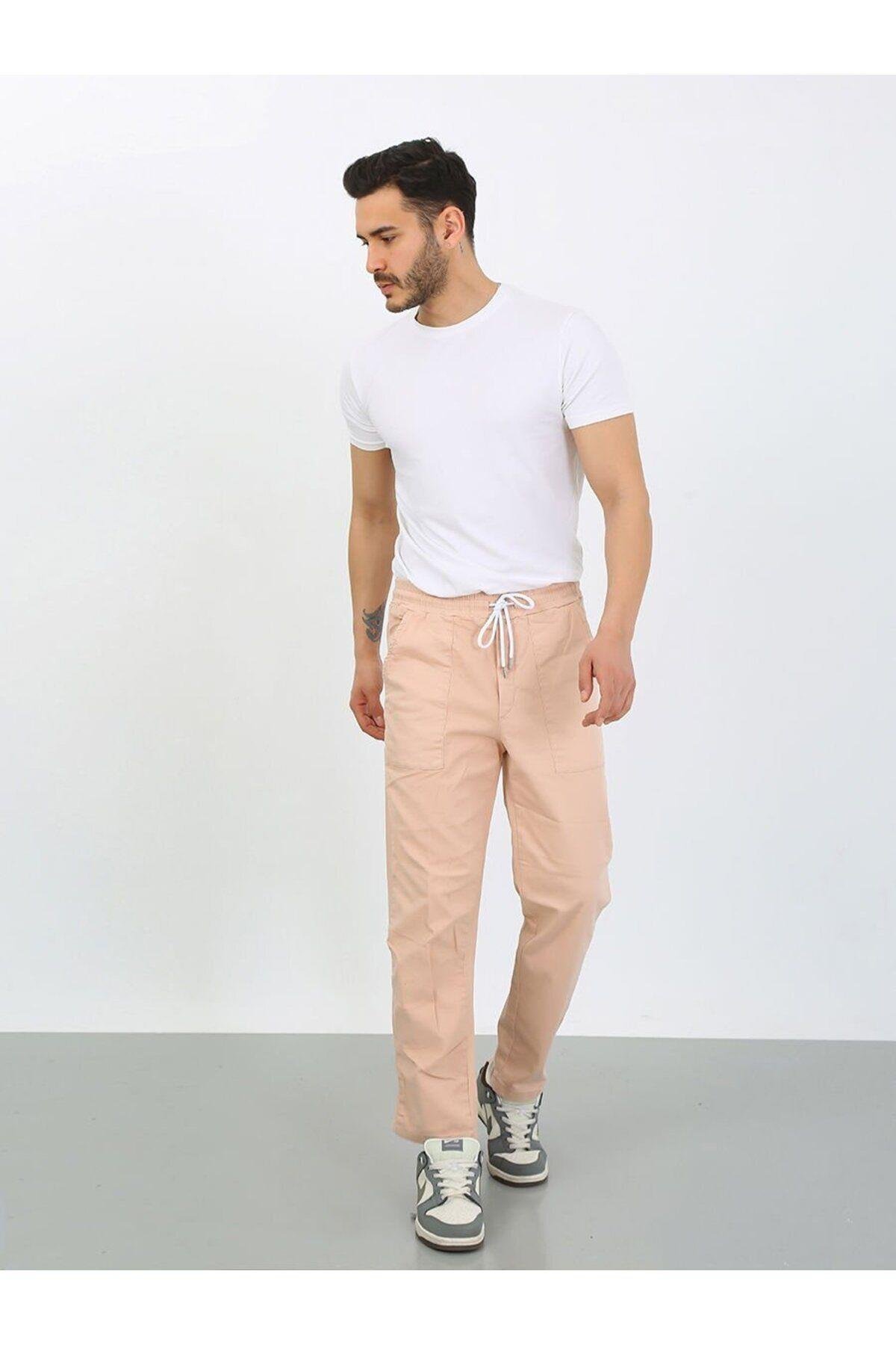 Pudra Oversize Premium Sewing Cepli Yürüyüş Pantolonu-Pudra - XL
