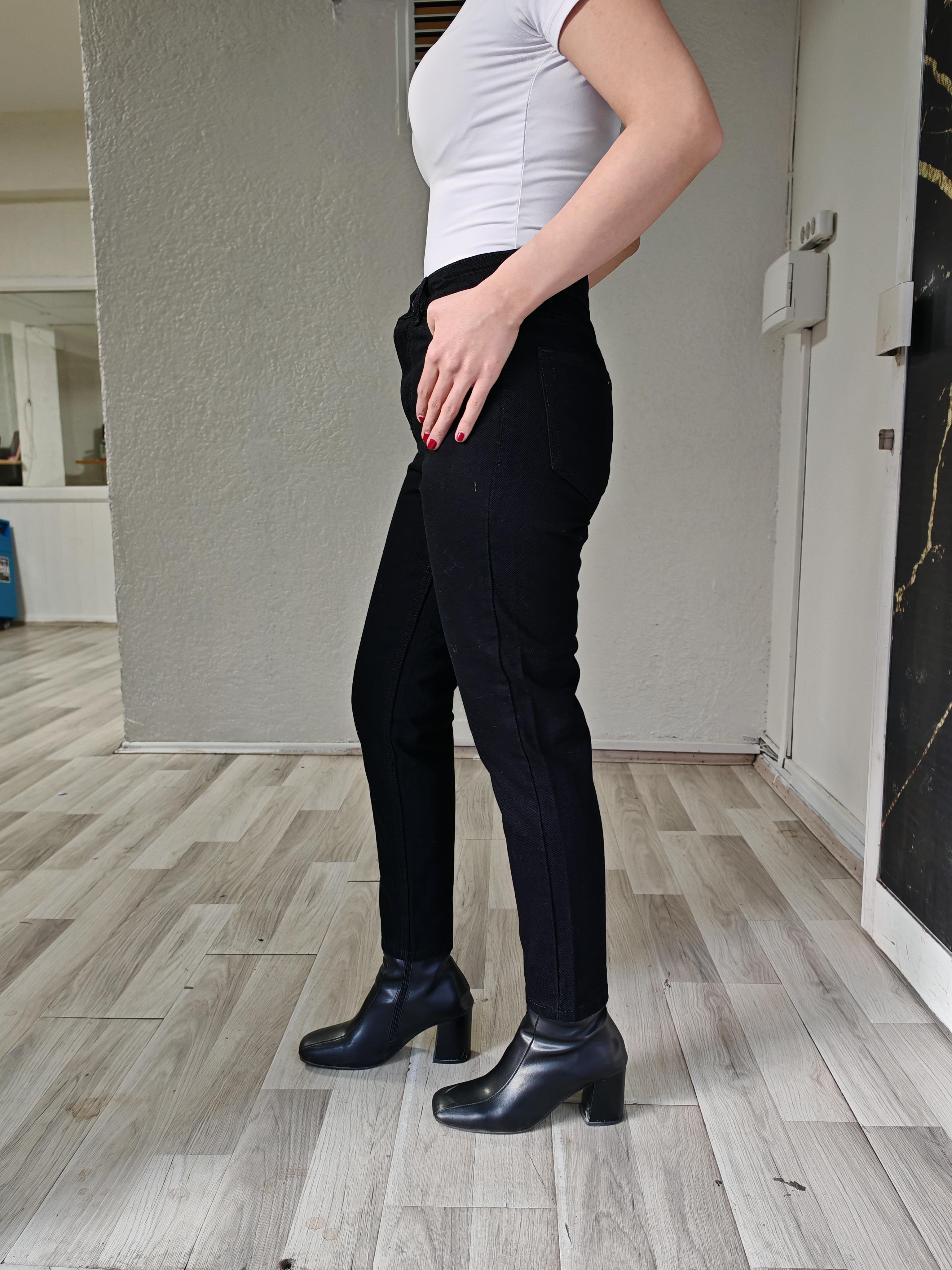 siyah kadın mom jean basic model pantolon 