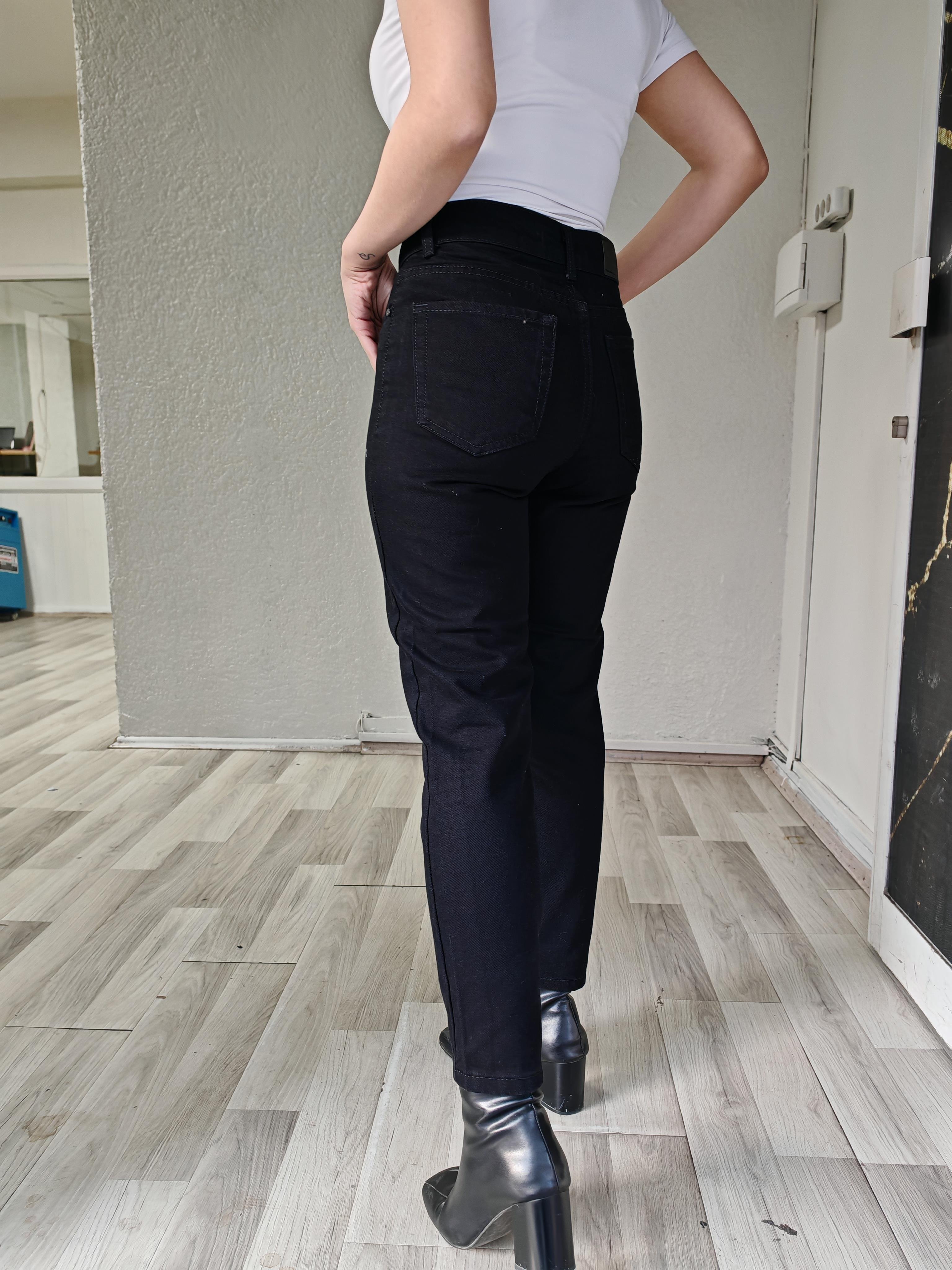siyah kadın mom jean basic model pantolon 