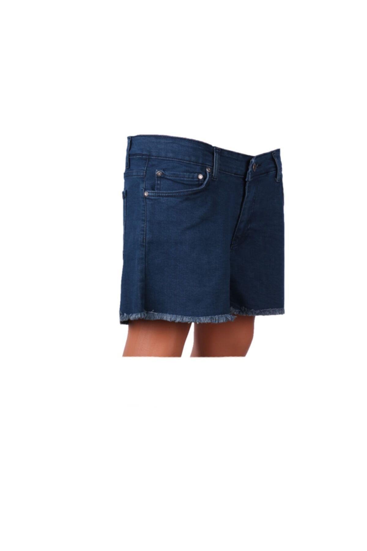Şort Mavi Mini Kot Püsküllü 83528