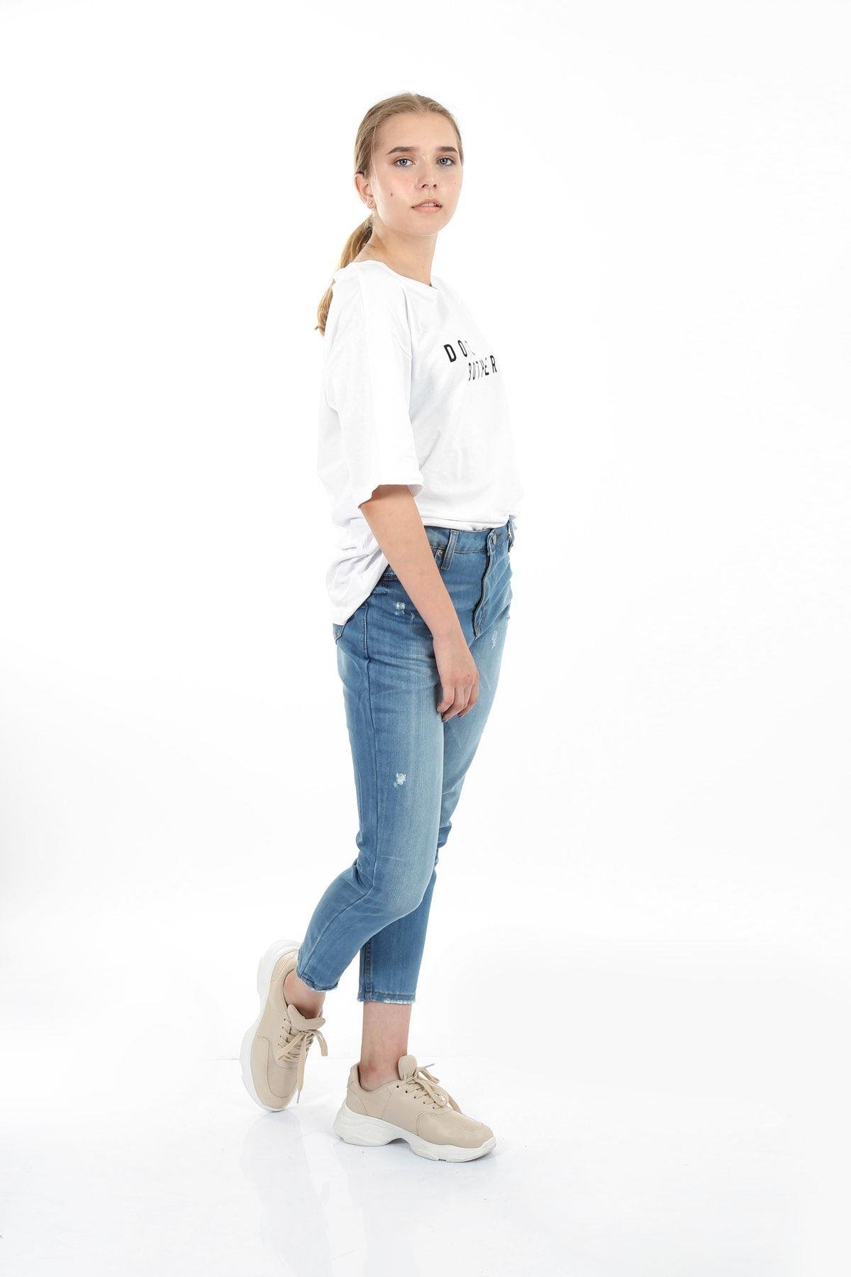 Trend Giyim Denim Pantolon Açık Mavi