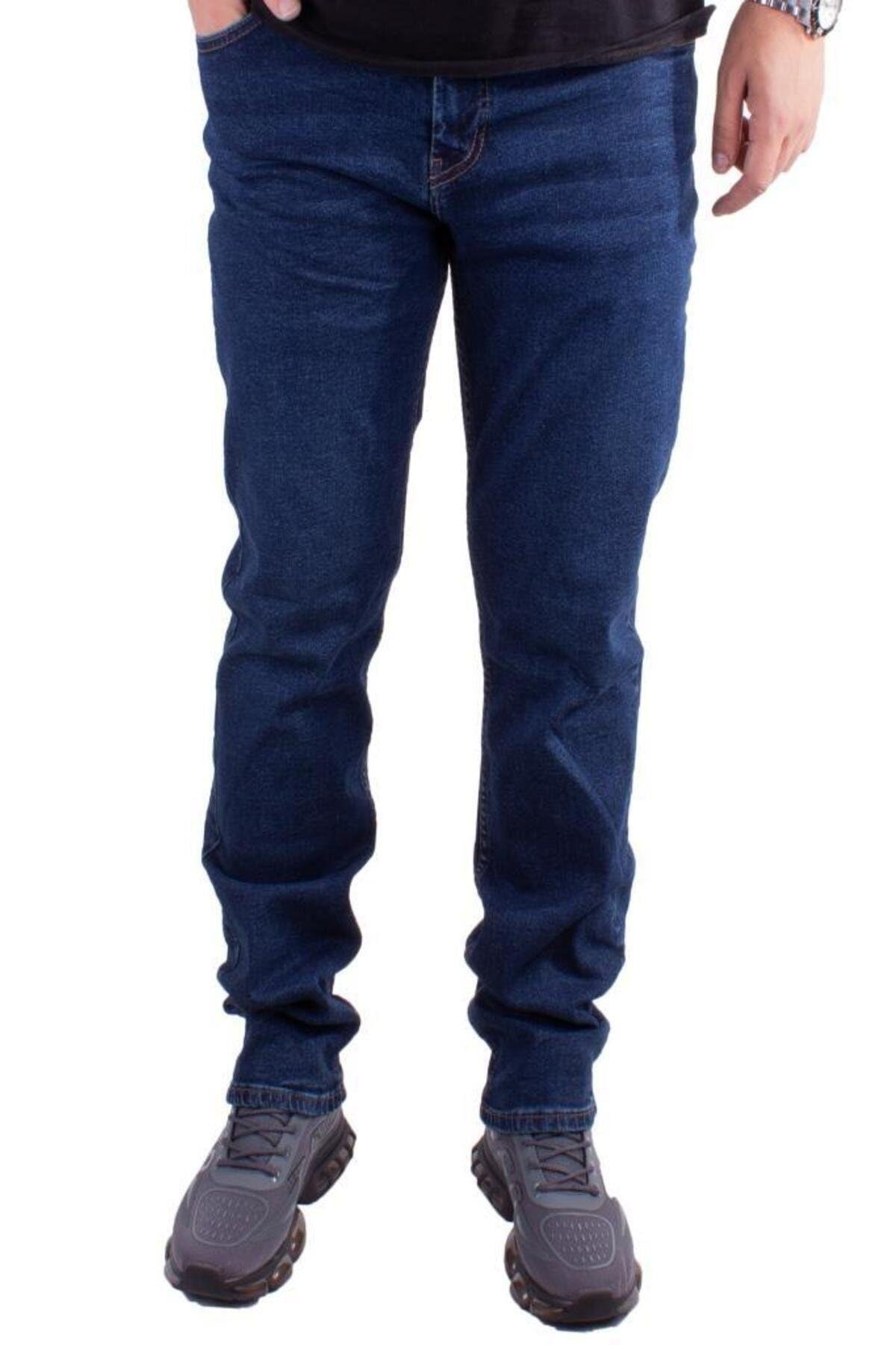 Vega 9133-45 Mavi Yüksek Bel Rahat Paça Erkek Jeans Pantolon
