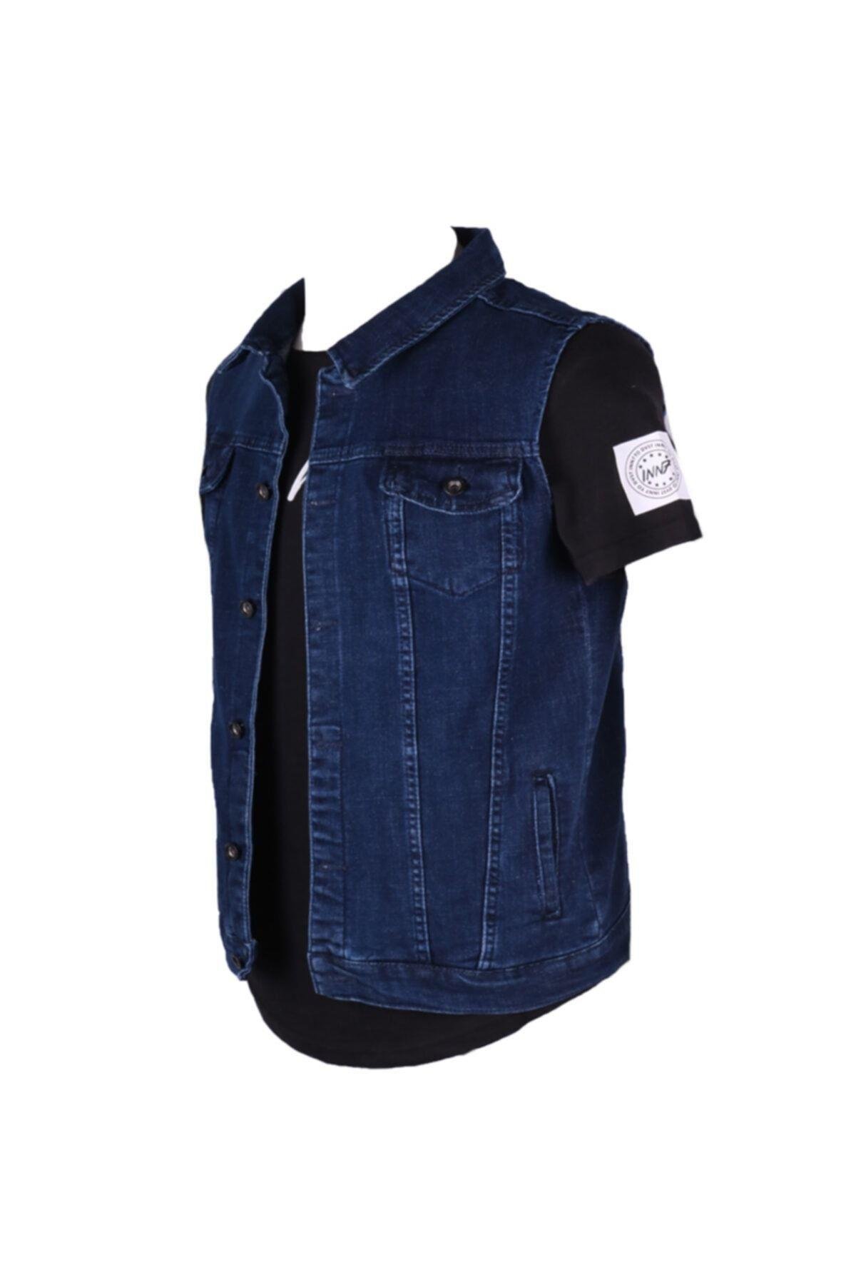 Vikings Jeans Erkek Denim Trend Yelek Mavi Kot