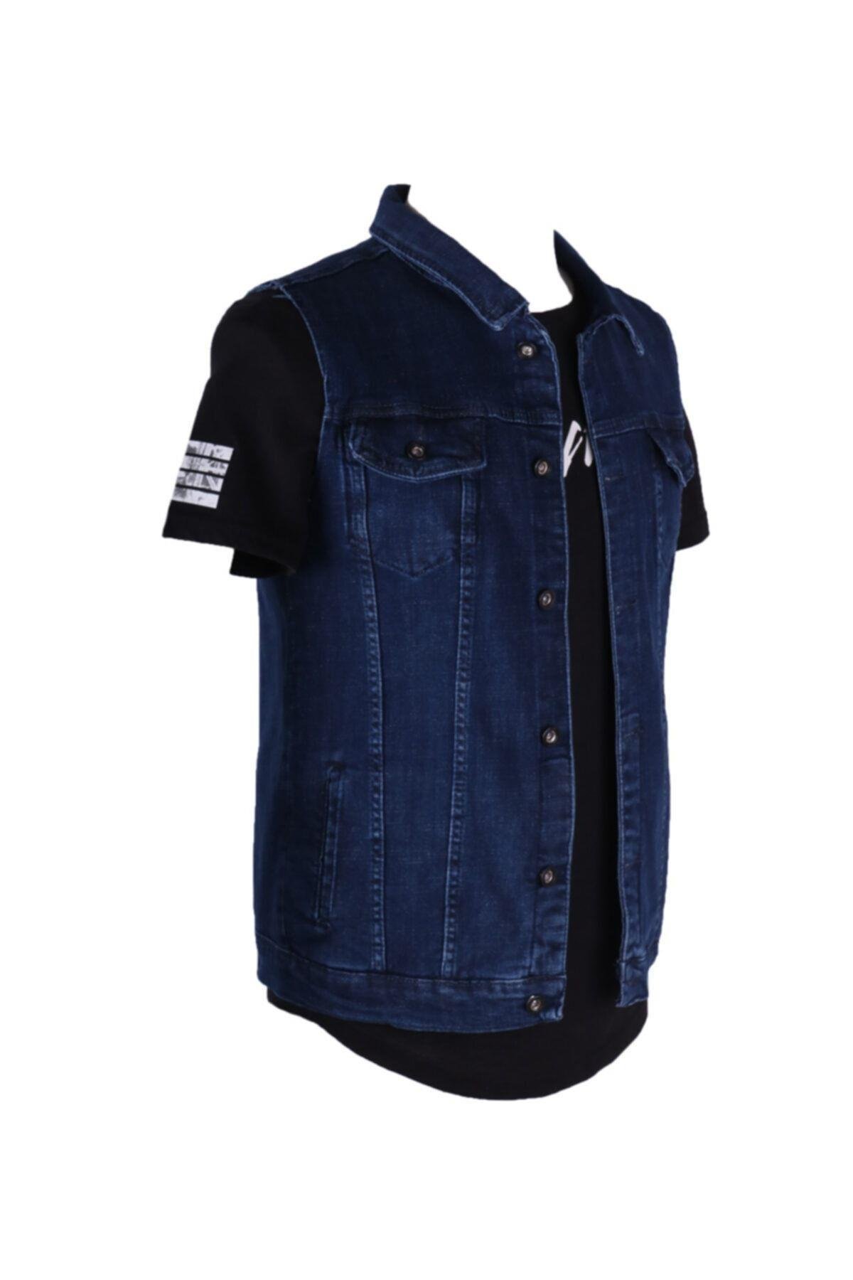Vikings Jeans Erkek Denim Trend Yelek Mavi Kot