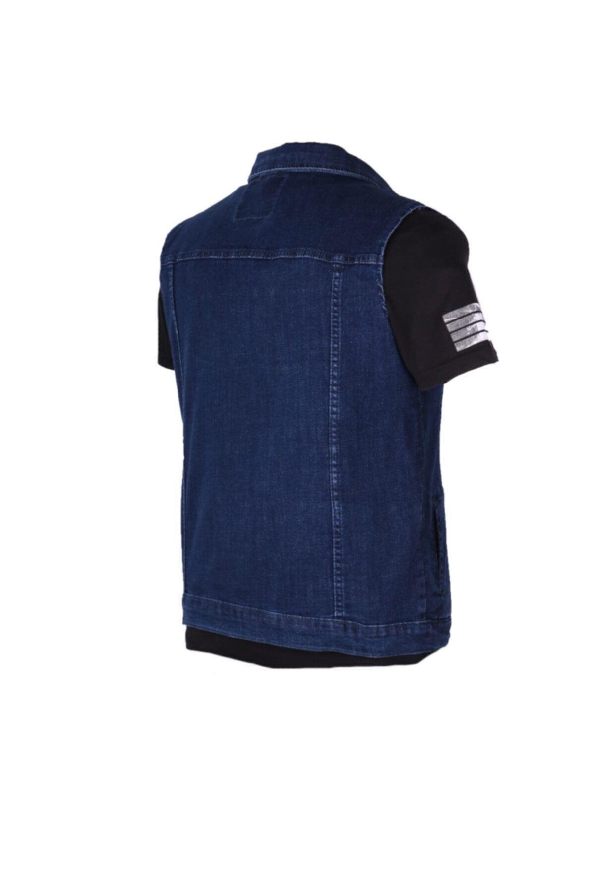 Vikings Jeans Erkek Denim Trend Yelek Mavi Kot
