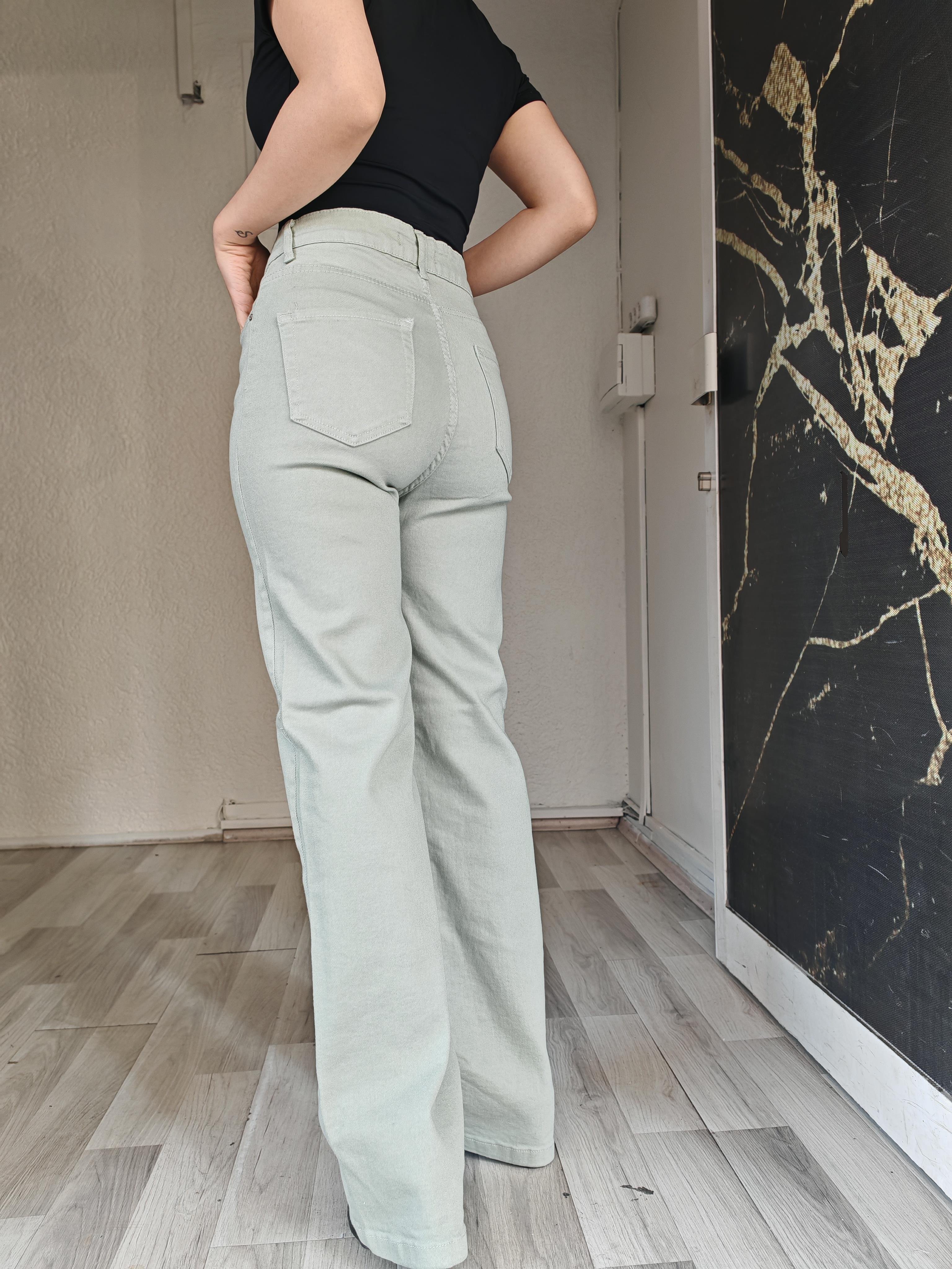 yeşil palazzo kadın jean