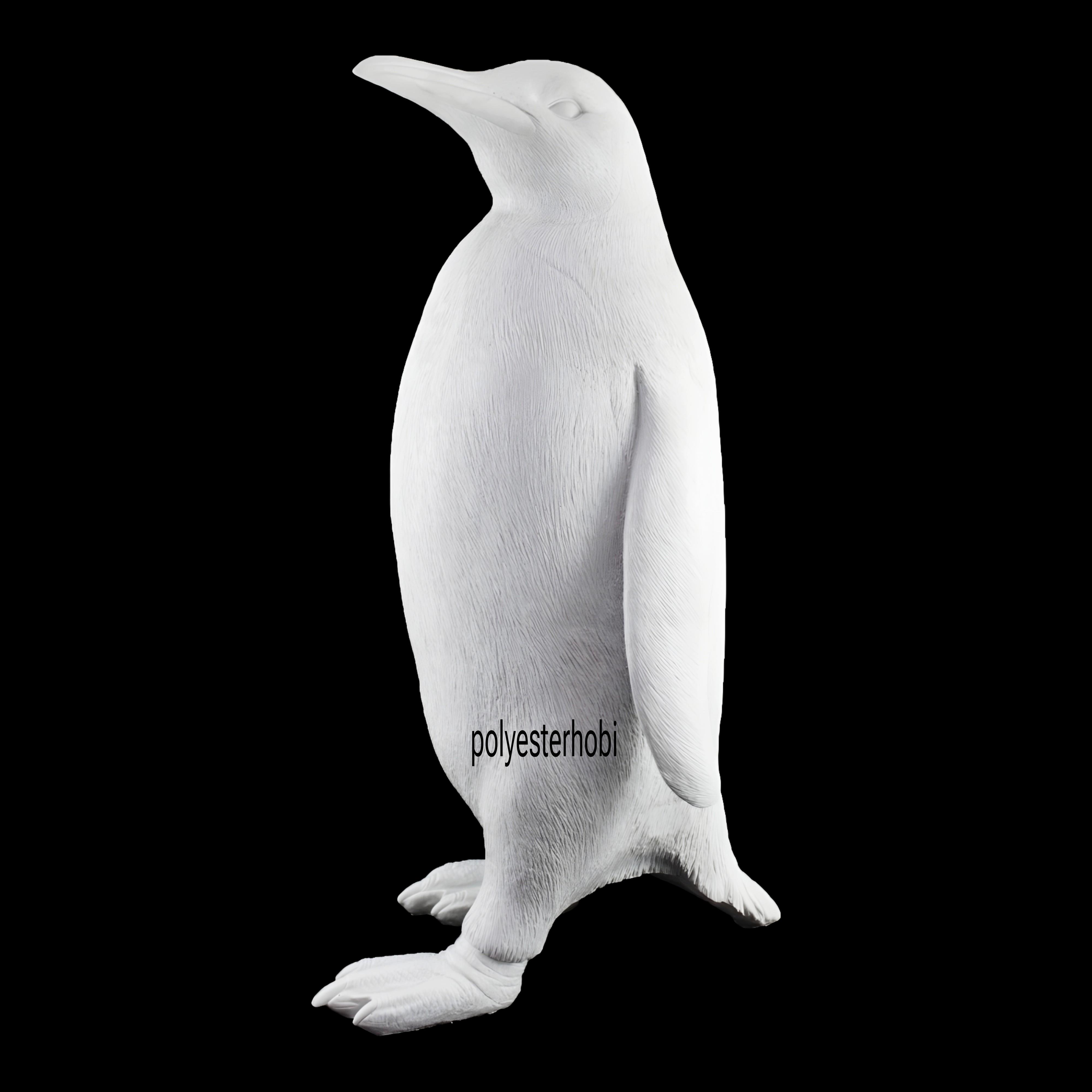 OB 2445 - Penguen Heykel Dev Boy Bahçe , Ev ,Ofis Dekorasyon , Ham Polyester Biblo