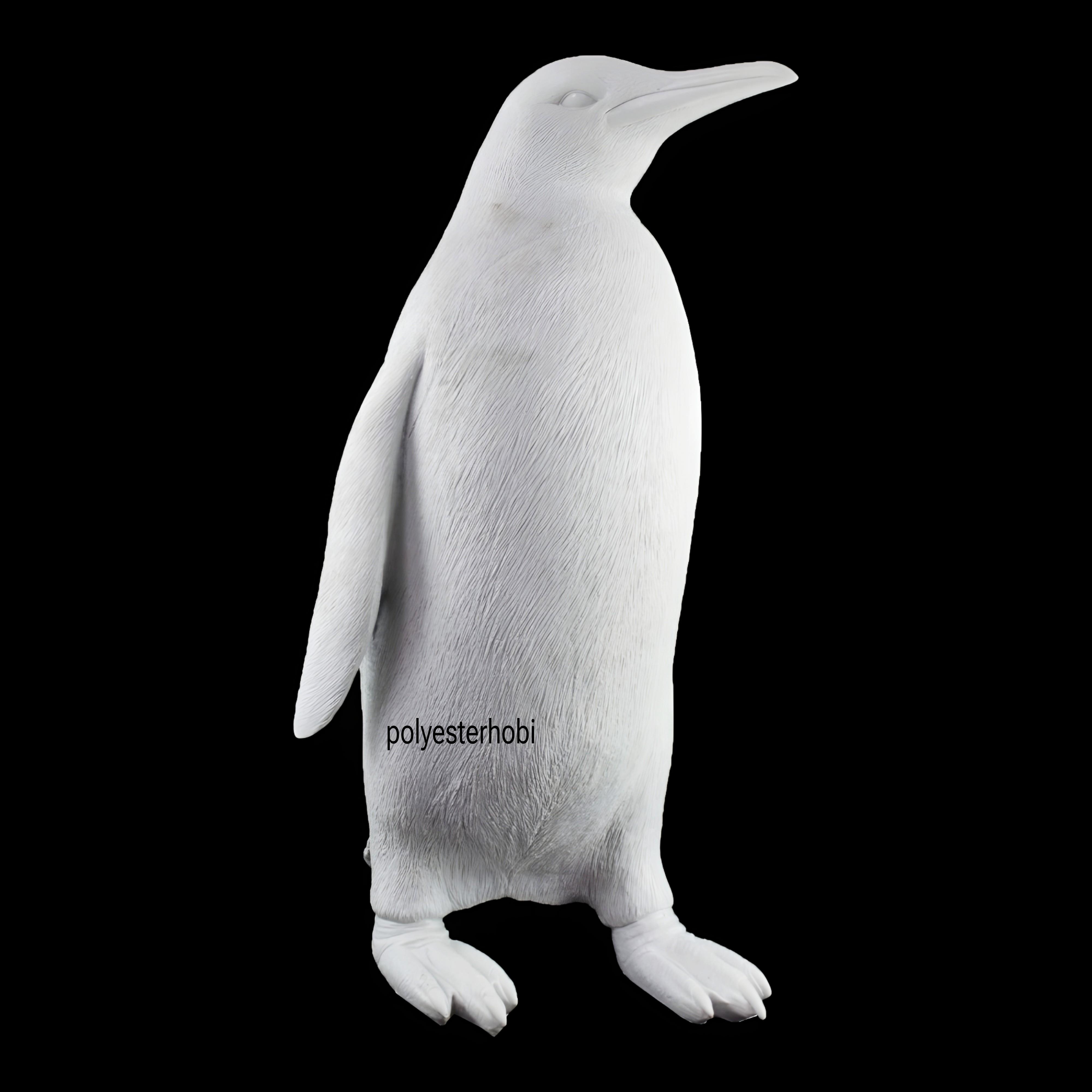 OB 2445 - Penguen Heykel Dev Boy Bahçe , Ev ,Ofis Dekorasyon , Ham Polyester Biblo