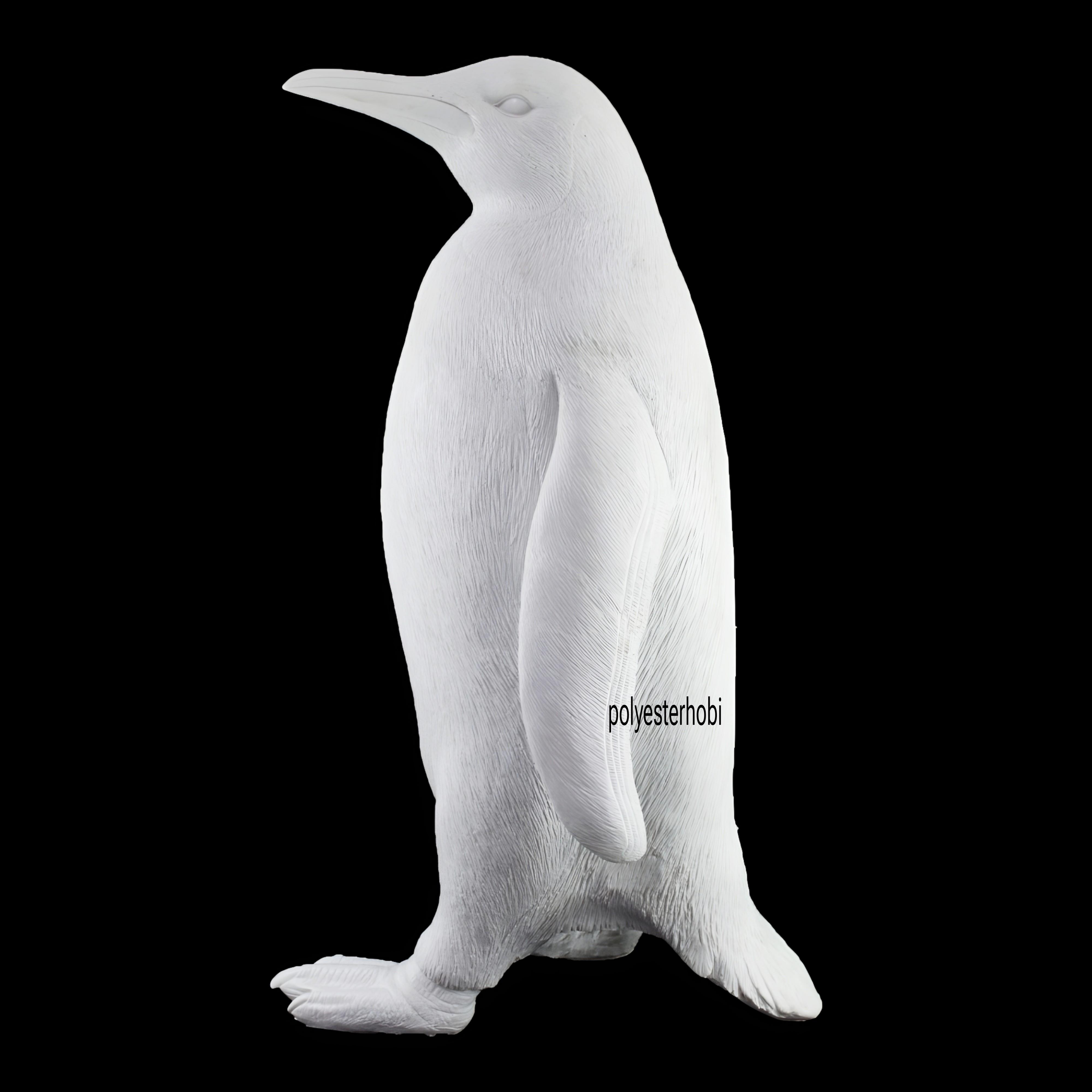 OB 2445 - Penguen Heykel Dev Boy Bahçe , Ev ,Ofis Dekorasyon , Ham Polyester Biblo