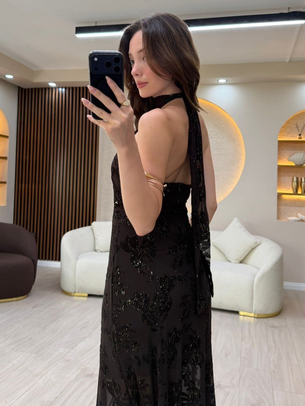 Boyundan Bağlamalı Simli Elbise NVM-20629