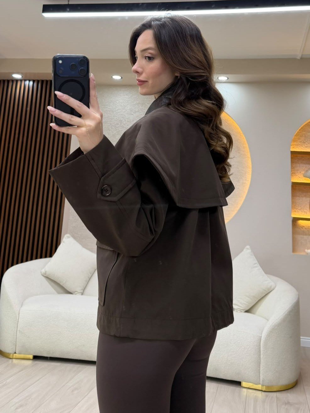 Çıkarılabilir Yaka Detaylı Çok Cepli Oversize Ceket NVM-5719