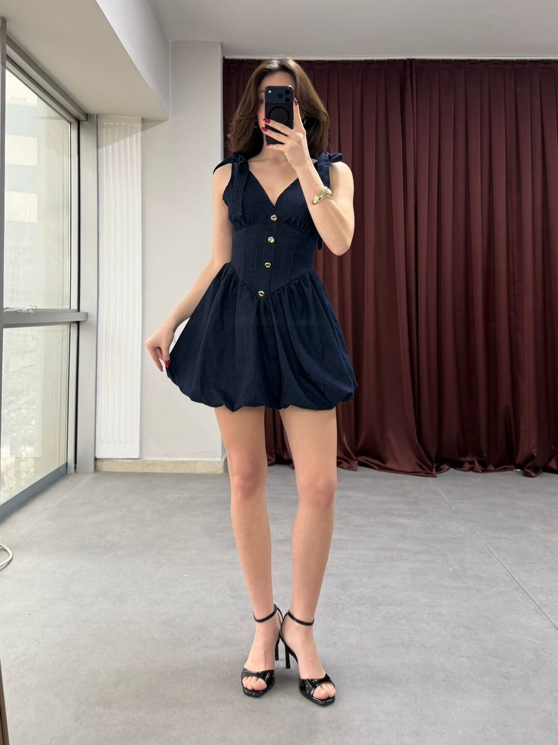 Denim Askılı Mini Elbise NVM-30084
